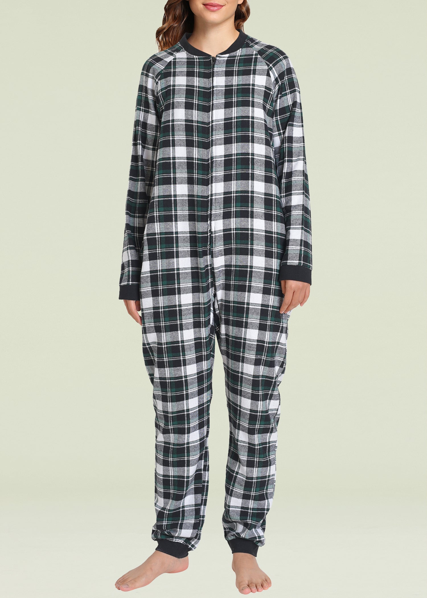 Women's Flannel Zipper Onesie Pajamas - Long Sleeve Soft Fleece Jumpsuit for Winter Sleepwear & Lounge Wear - Cozy Home Outfit for Cold Nights, Movie Nights and Relaxation