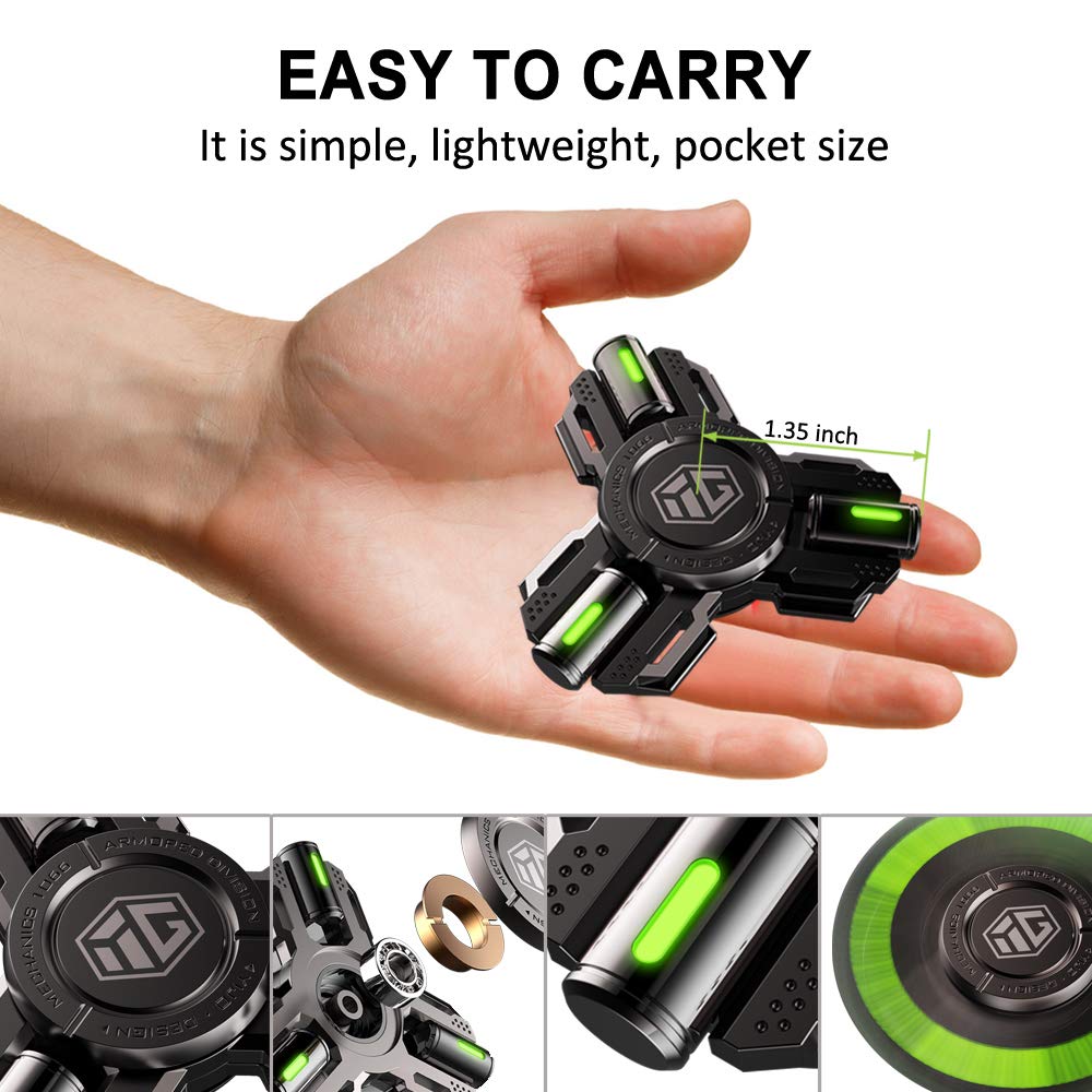 Premium Metal Fidget Spinners for Adults & Kids - Stress Relief Toys for Anxiety & ADHD - Solar-Powered Luminous Hand Spinners - Perfect for Office, Classroom, Travel & Sensory Play