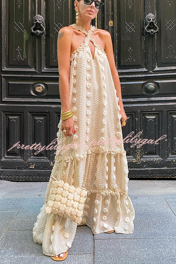 Sweet By The Sea Floral Halter Maxi Dress - Boho Beach Wedding, Summer Vacation & Tropical Party Outfit