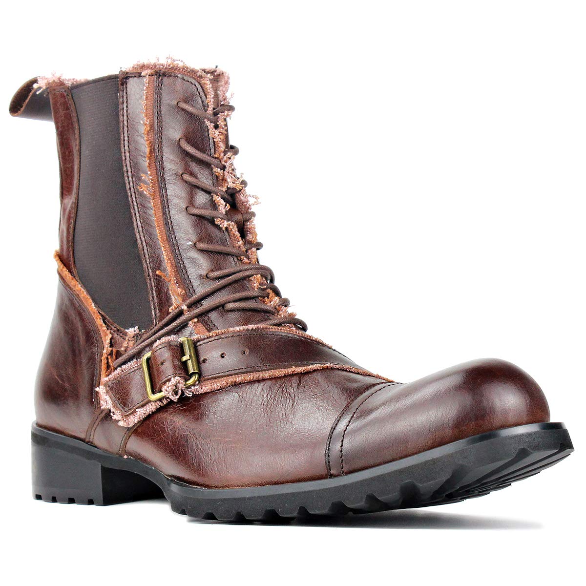 OSSTONE Men's Fashion Lace-Up Leather Chukka Boots - Motorcycle & Casual Shoes OS-HG010 | Perfect for Riding, Work & Everyday Wear