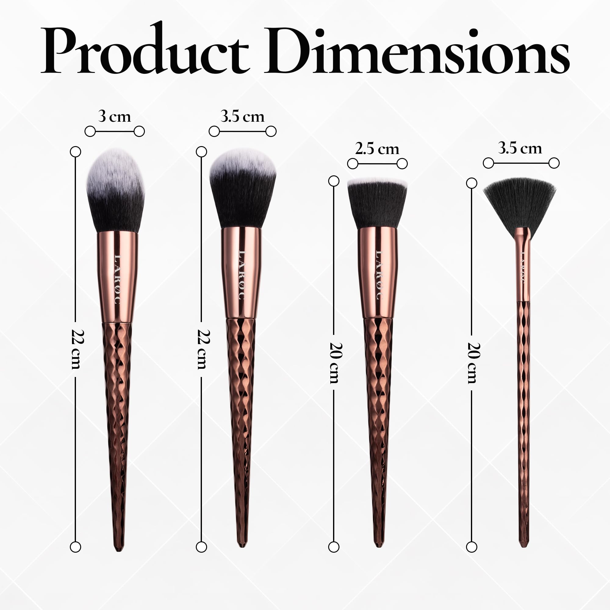 LaRoc 10-Piece Professional Diamond Makeup Brush Set - Concealer, Powder, Eyeliner & Eyeshadow Brushes for Full Face Coverage - Perfect for Makeup Artists & Beauty Enthusiasts - Great for Contouring, Highlighting & Everyday Makeup Application