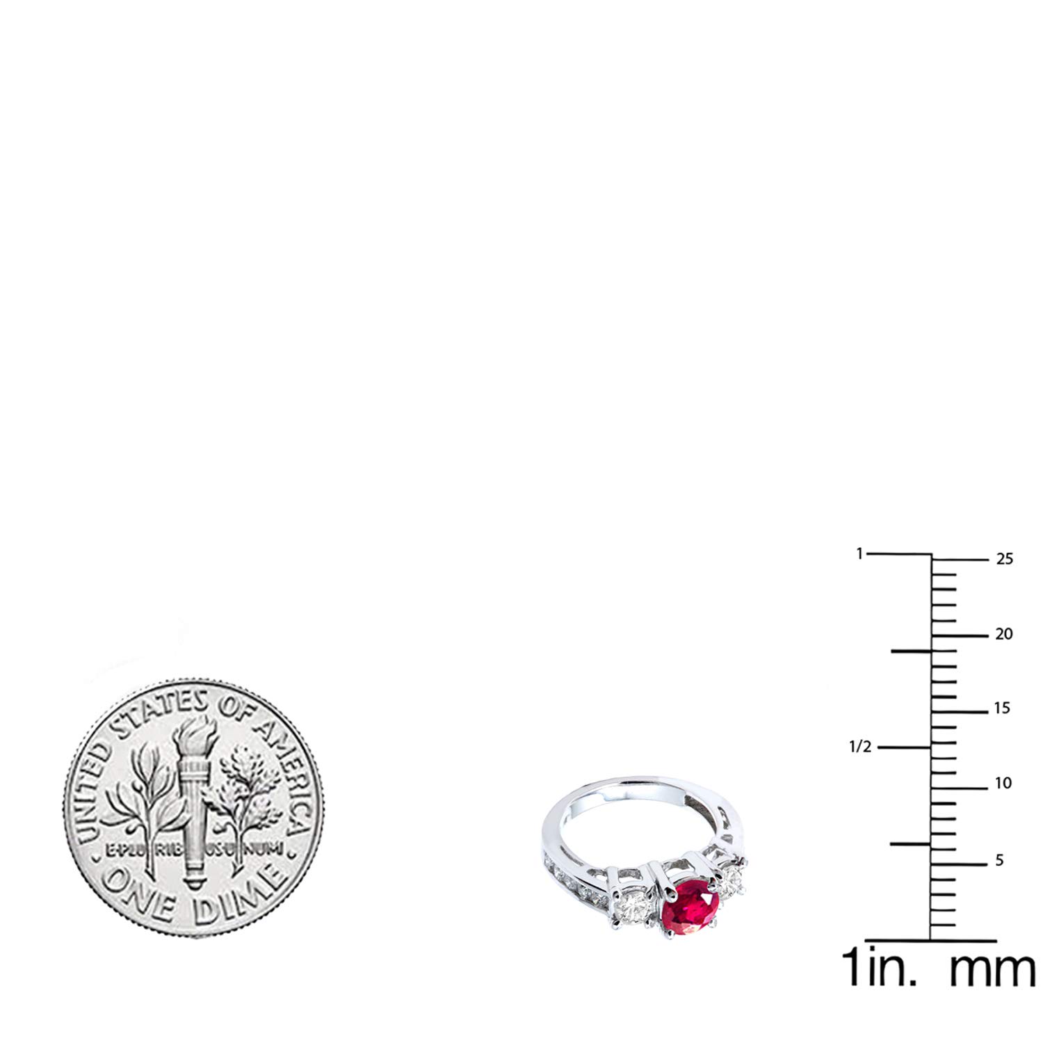 18K White Gold Round Ruby and Diamond Women's Bridal Engagement Ring - Dazzlingrock Collection | Perfect for Proposals, Weddings & Anniversary Gifts