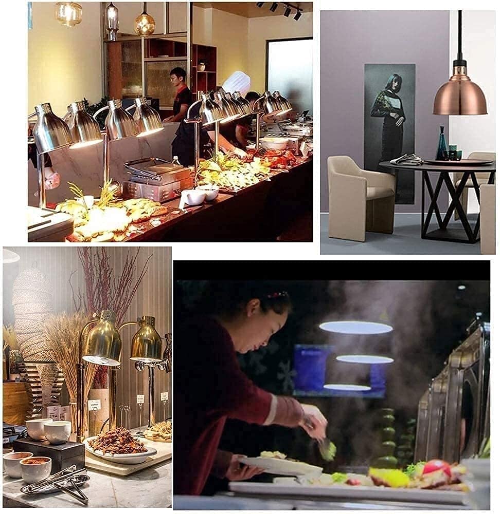 Commercial Kitchen Heat Lamp Food Warmer - 250W Silver Double Head Buffet Carving Station Light for Food Display & Heating Preservation - Perfect for Restaurants, Catering Events, Buffet Tables and Food Service Areas