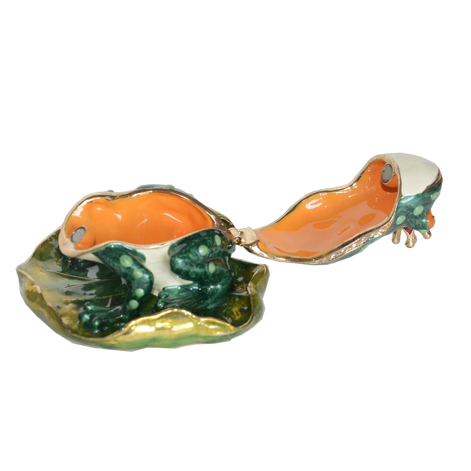 Hand-Painted Frog Prince Trinket Box - Hinged Lid Jewelry Storage with Ring & Earring Holder - Animal Figurine Collectible Gift for Home Decor (Perfect for Jewelry Organization & Fairy Tale Themed Collections)
