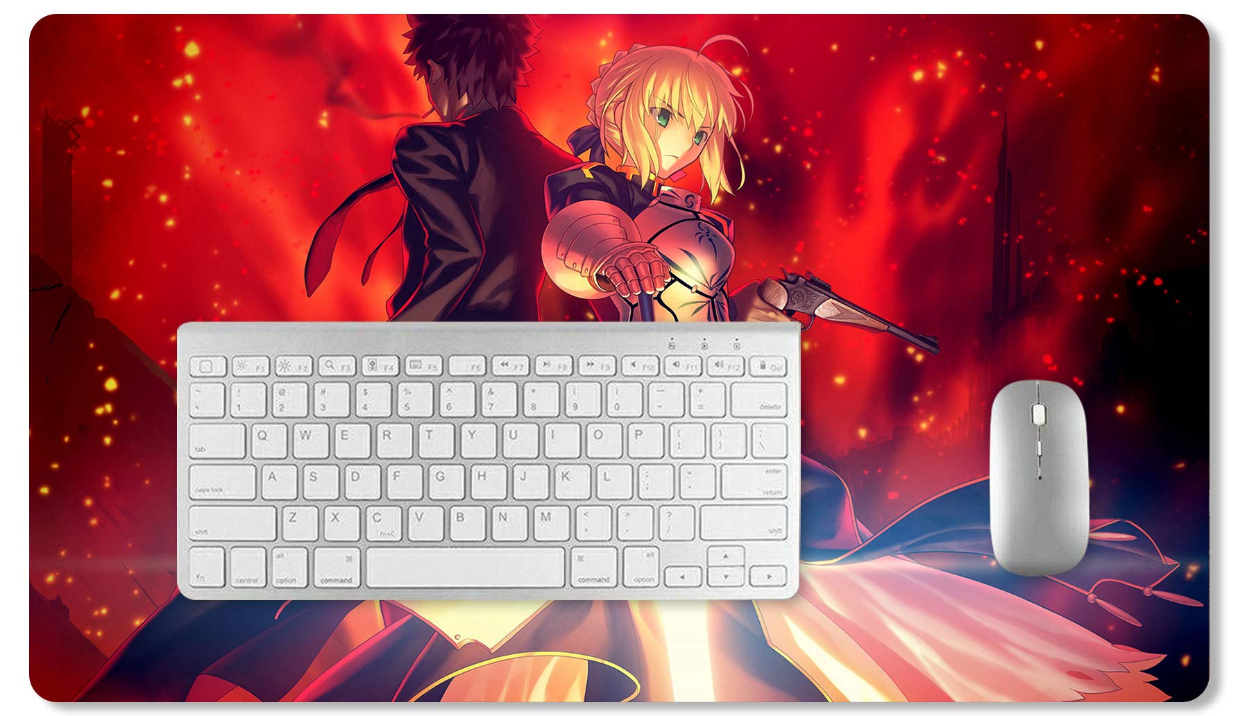 Fate Stay Night Anime Mouse Pad - Large Gaming & Office Desk Mat for Keyboard & Mouse - Saber & Fate Grand Order Themed - Non-Slip Computer Table Mat (435) - Perfect for Anime Fans, PC Gamers & Office Work