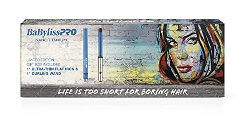 BaBylissPRO Nano Titanium Ultra-Thin Hair Straightener - 1 Inch Flat Iron for Smooth & Shiny Hair - Perfect for Home & Salon Styling