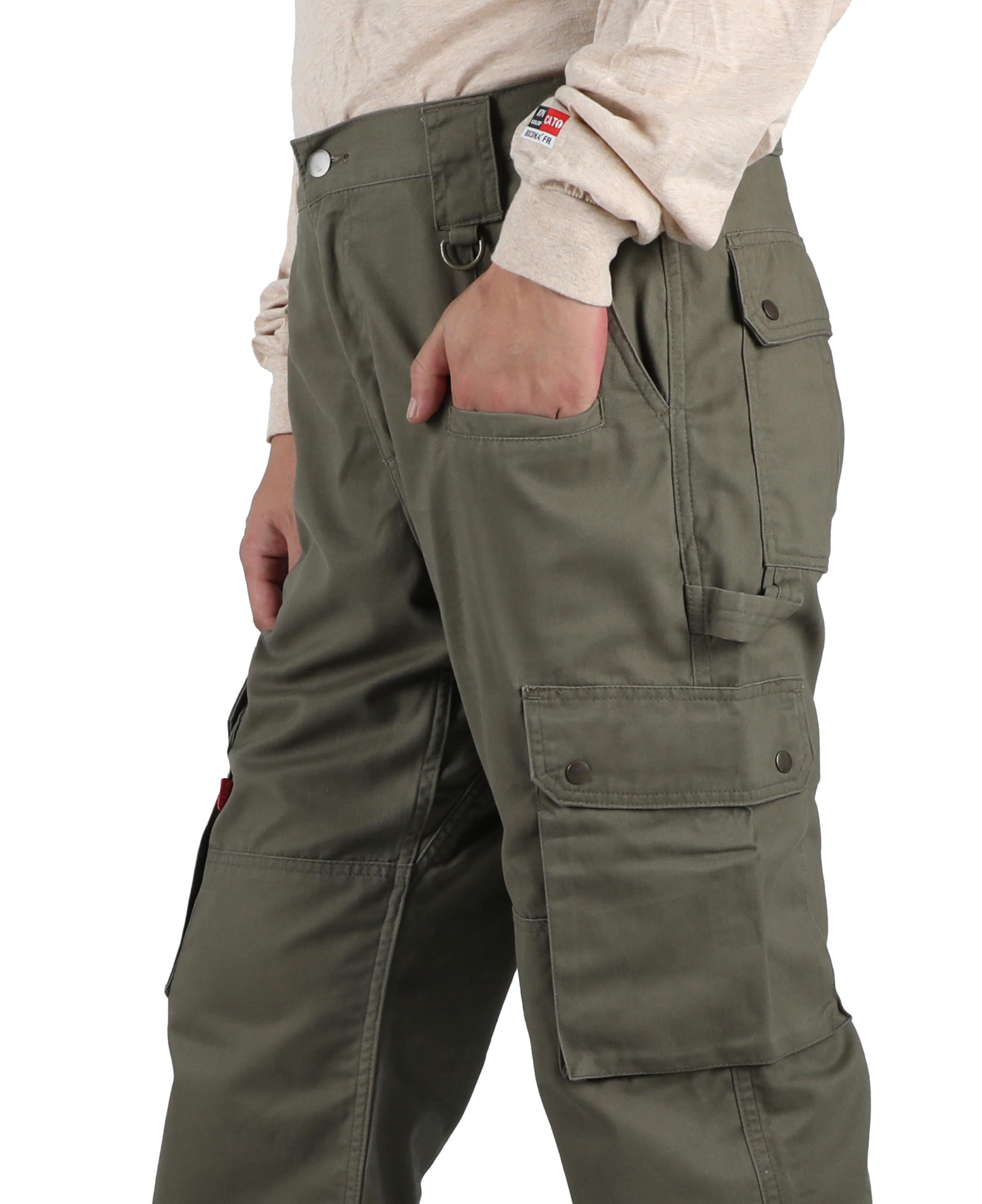 BOCOMAL FR Men's Cargo Pants - Flame Resistant Work Pants (2112 & CAT2) | 100% Cotton 7.5oz Fire Resistant Utility Pants for Construction, Welding & Industrial Safety