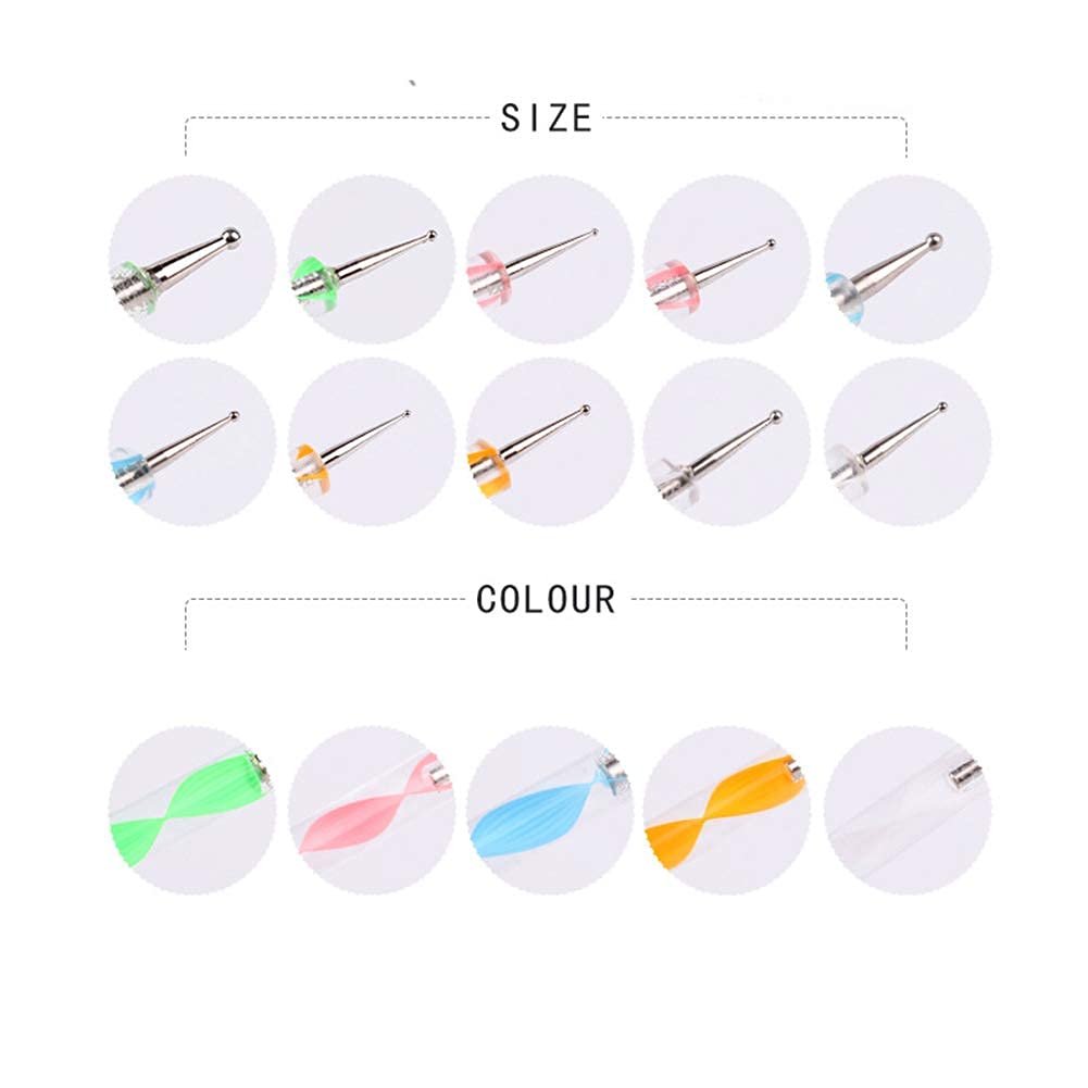 Shidara Professional Nail Dotting Pen Tool Set for Nail Art Designs - 5 Multicolor Dot Paint Tips - Perfect for DIY Manicure, Salon Nail Design & Creative Nail Art Projects