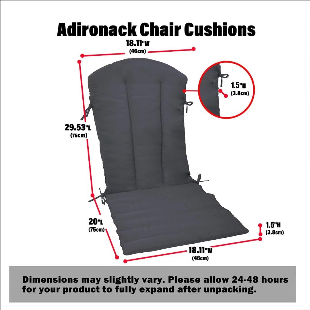 Premium Indoor/Outdoor Adirondack Chair Cushions Set of 4 - Waterproof & UV Resistant Patio Furniture Cushions in Gray - Perfect for Deck, Garden, Poolside & Backyard Relaxation