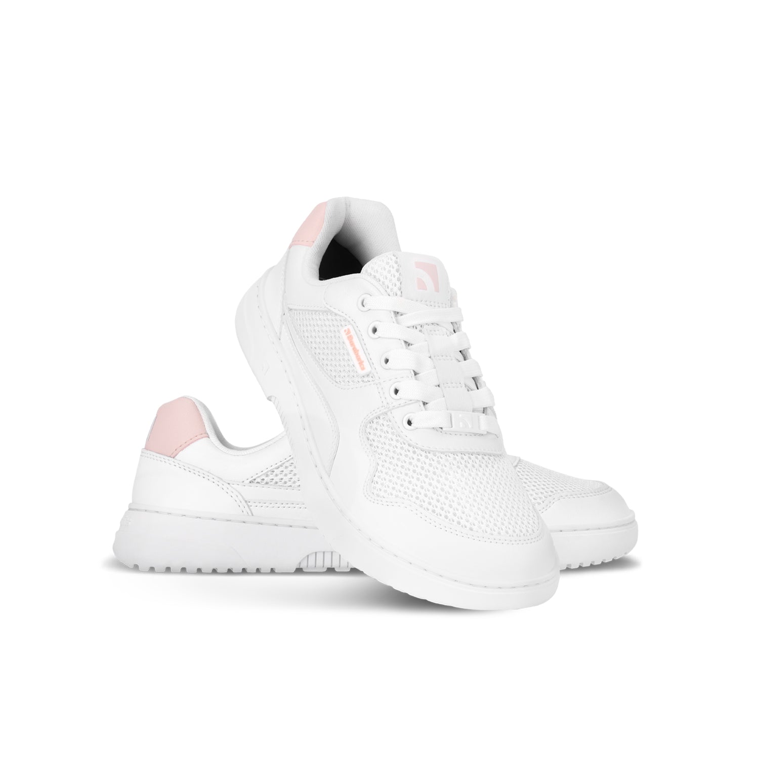 Barebarics Zing Vegan Barefoot Sneakers - Fresh White & Coral Pink | Minimalist Shoes for Running, Walking & Gym Workouts