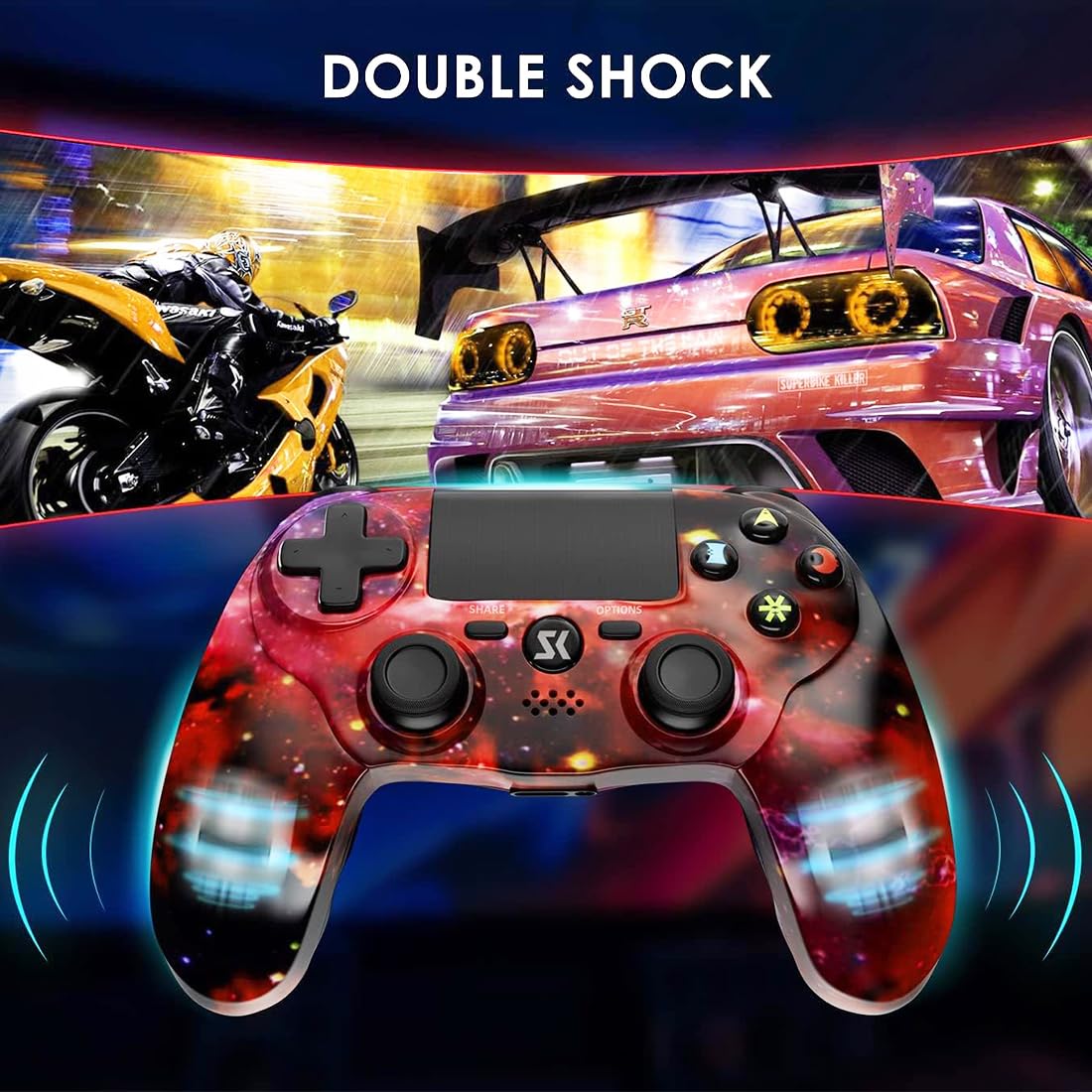 Wireless PS4 Controller for PlayStation 4/Pro/Slim - Dual Shock with 6-Axis Motion Sensor, Touch Pad, Built-in Speaker & Stereo Headphone Jack - Perfect for Gaming, Streaming & Multiplayer Sessions