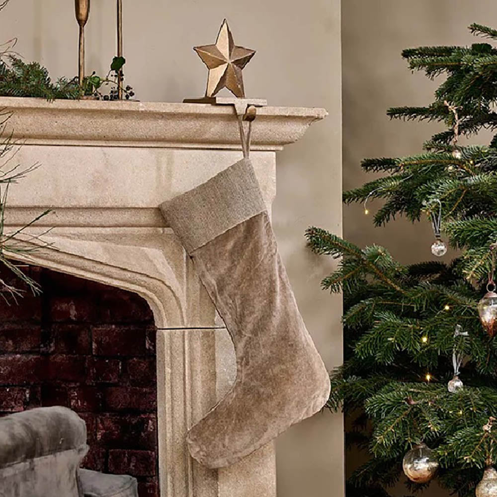 Soft Cotton Velvet Christmas Stocking for Holiday Decor - Perfect for Fireplace Mantel, Gift Giving & Festive Home Decor