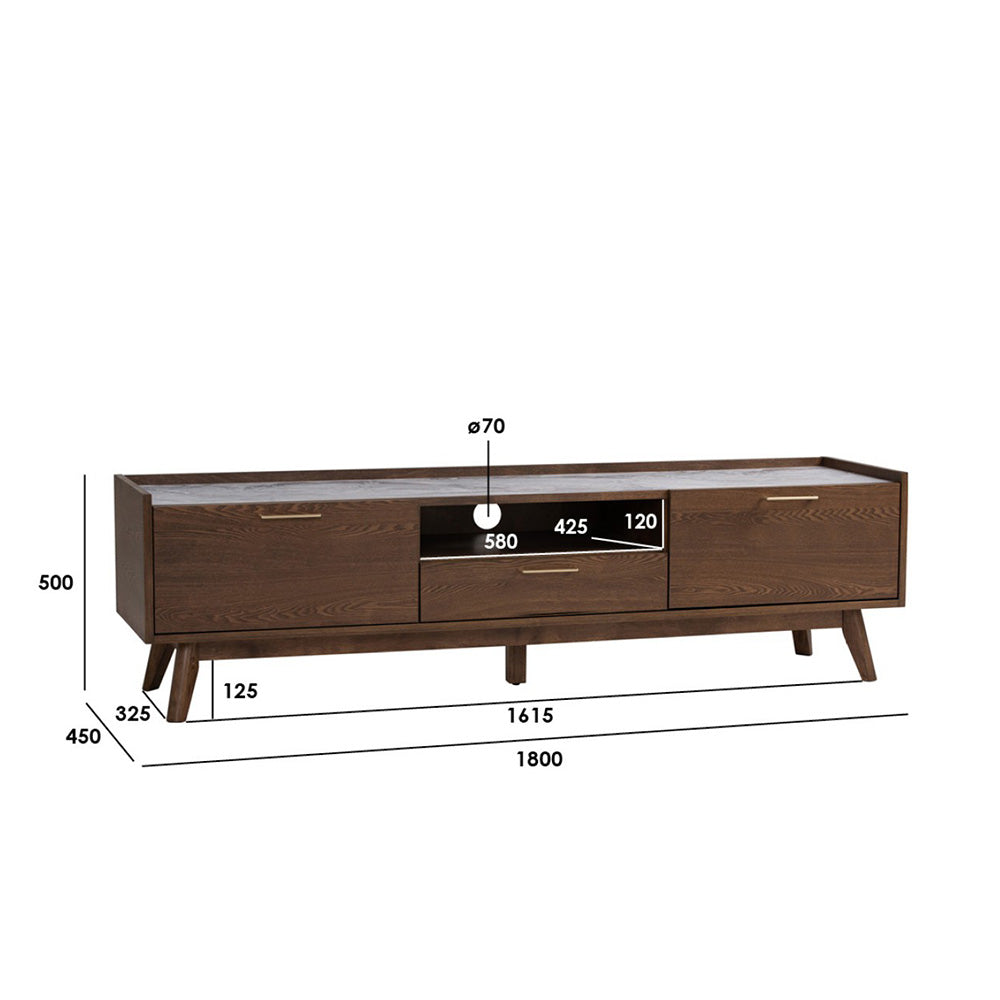 Andrea 1.8m TV Stand with Storage - Modern Entertainment Center for Living Room, Bedroom & Home Theater - Fits 65 Inch Flat Screen TV