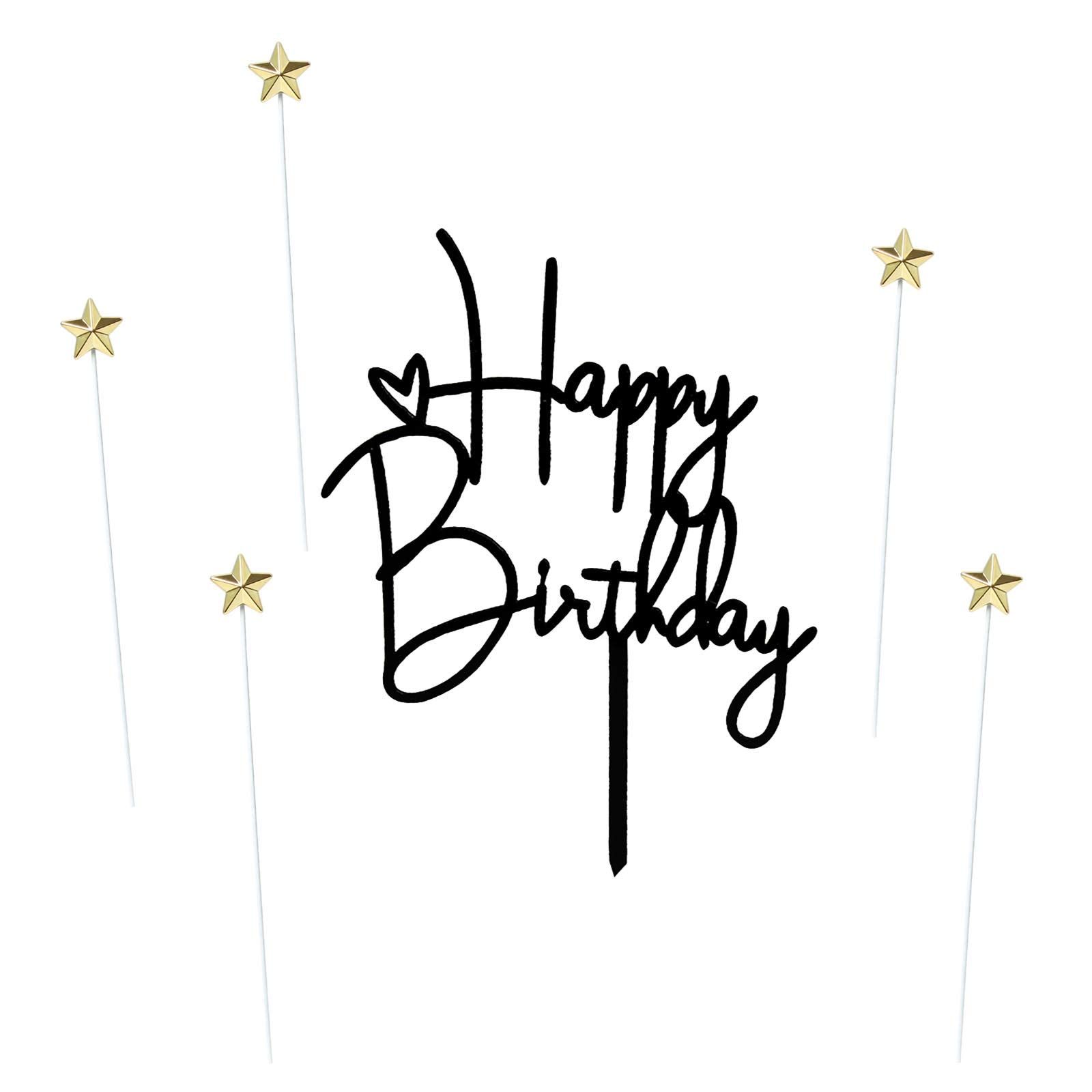 Happy Birthday Cake Topper - Star Shaped Party Decoration for Birthday Cakes | Perfect for Birthday Parties, Baby Showers & Celebrations