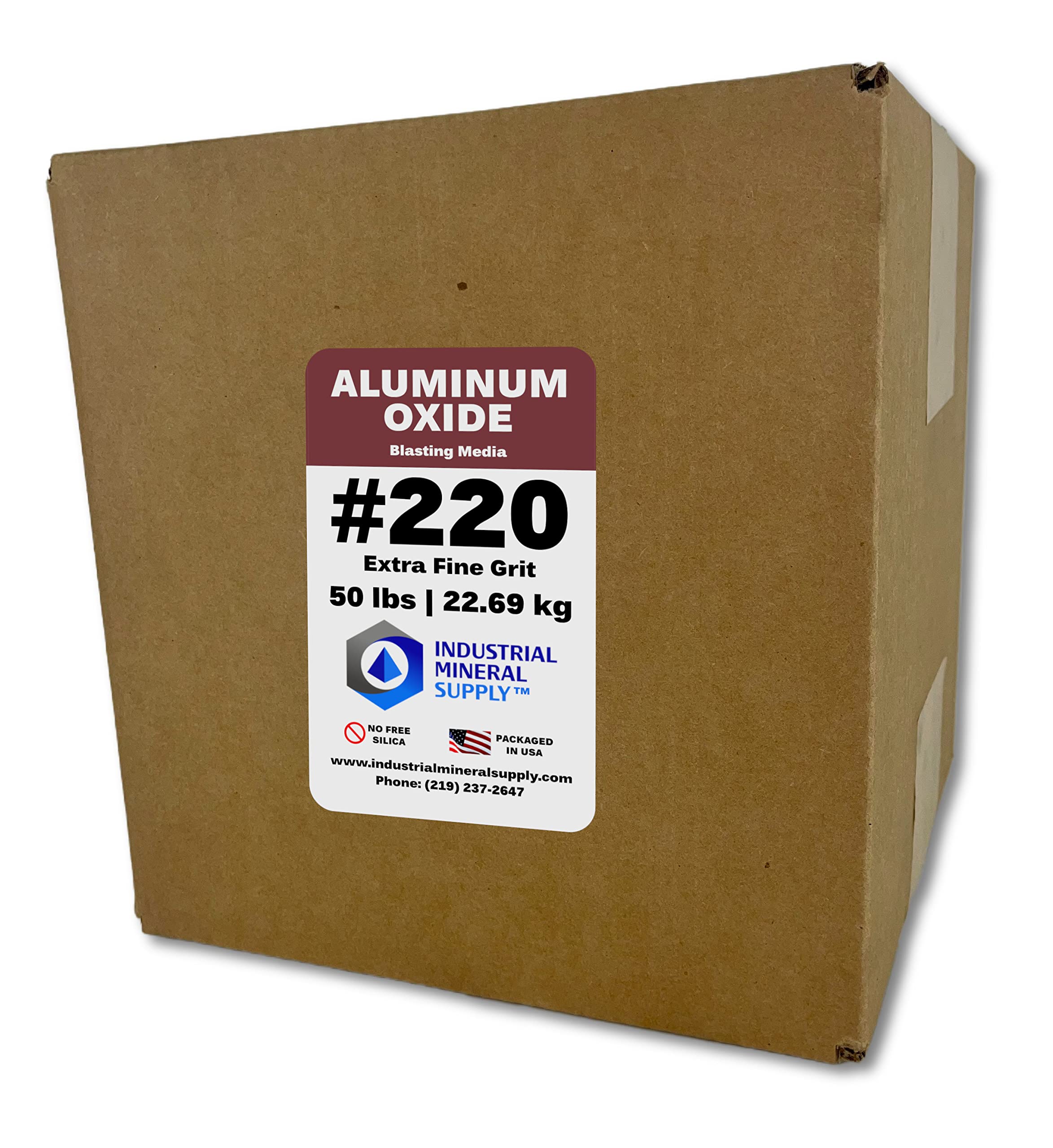 Fine 220-Grit Aluminum Oxide Sandblasting Media - 50 lbs for Blasters & Cabinets - Metal & Wood Cleaning