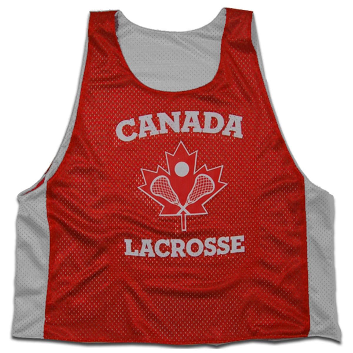 Canada Lacrosse Sublimated Reversible Pinnie - Red & Silver - Practice Jersey for Training & Games