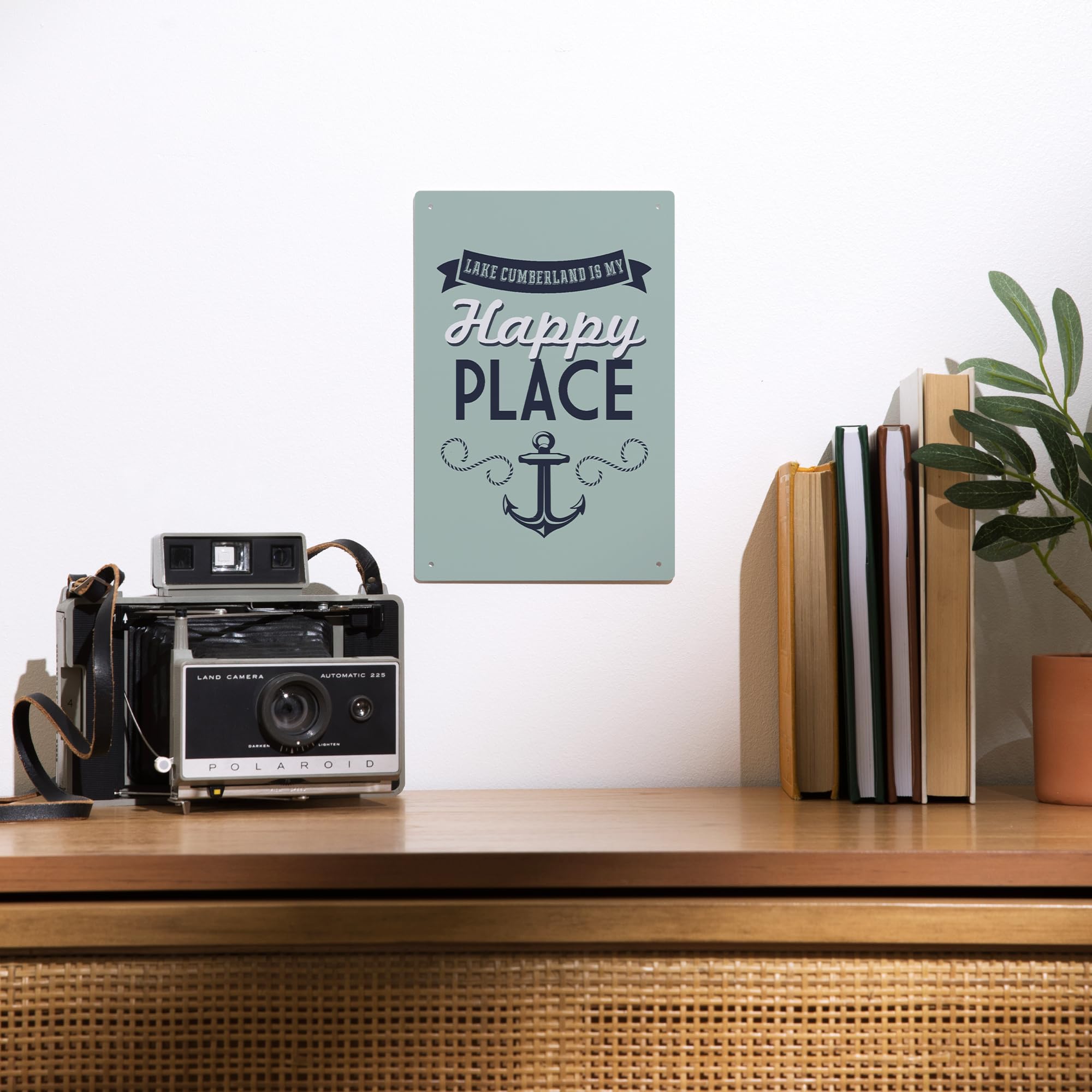 Lantern Press 6x9 Inch Lake Cumberland Kentucky Metal Sign - 'My Happy Place' Anchor Design in Blue & Green - Perfect for Home Decor, Man Cave, or Cabin Wall Art