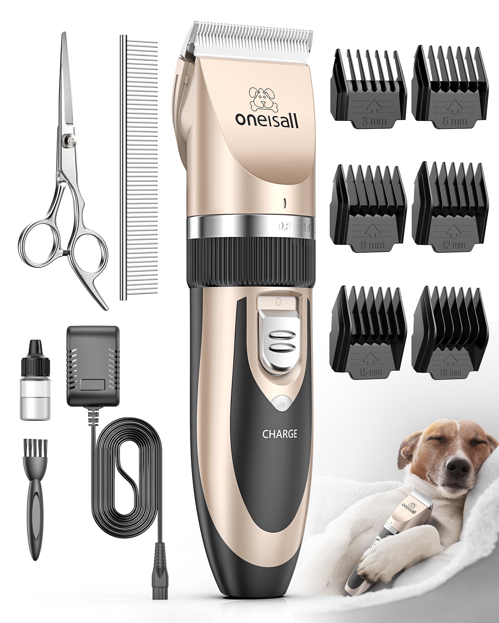 Oneisall Cordless Pet Grooming Vacuum & Dog Shaver - Perfect for Home Grooming