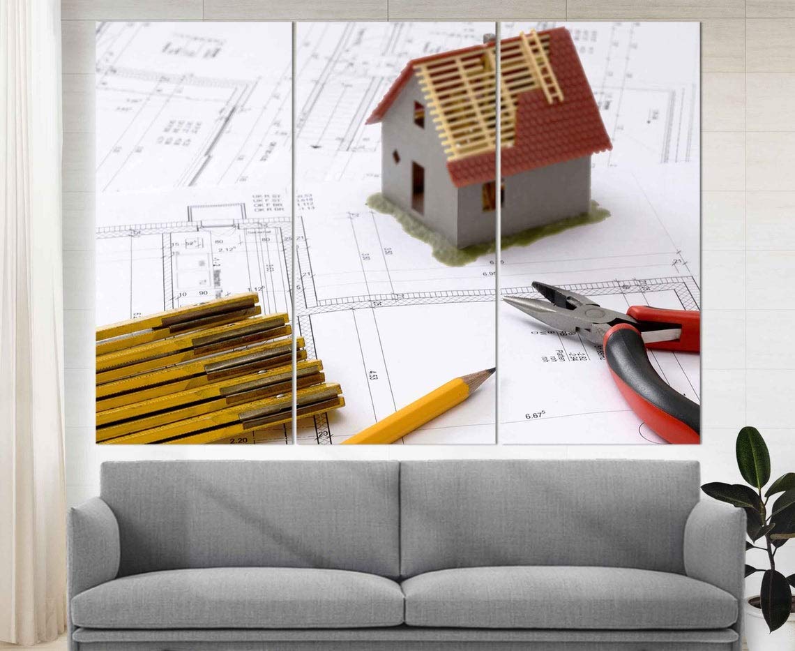 Architect Wall Art Canvas Print - Unique Gift for Architects & Builders - Office & Home Decor for Construction Professionals | Perfect for Offices, Studios & Gifts