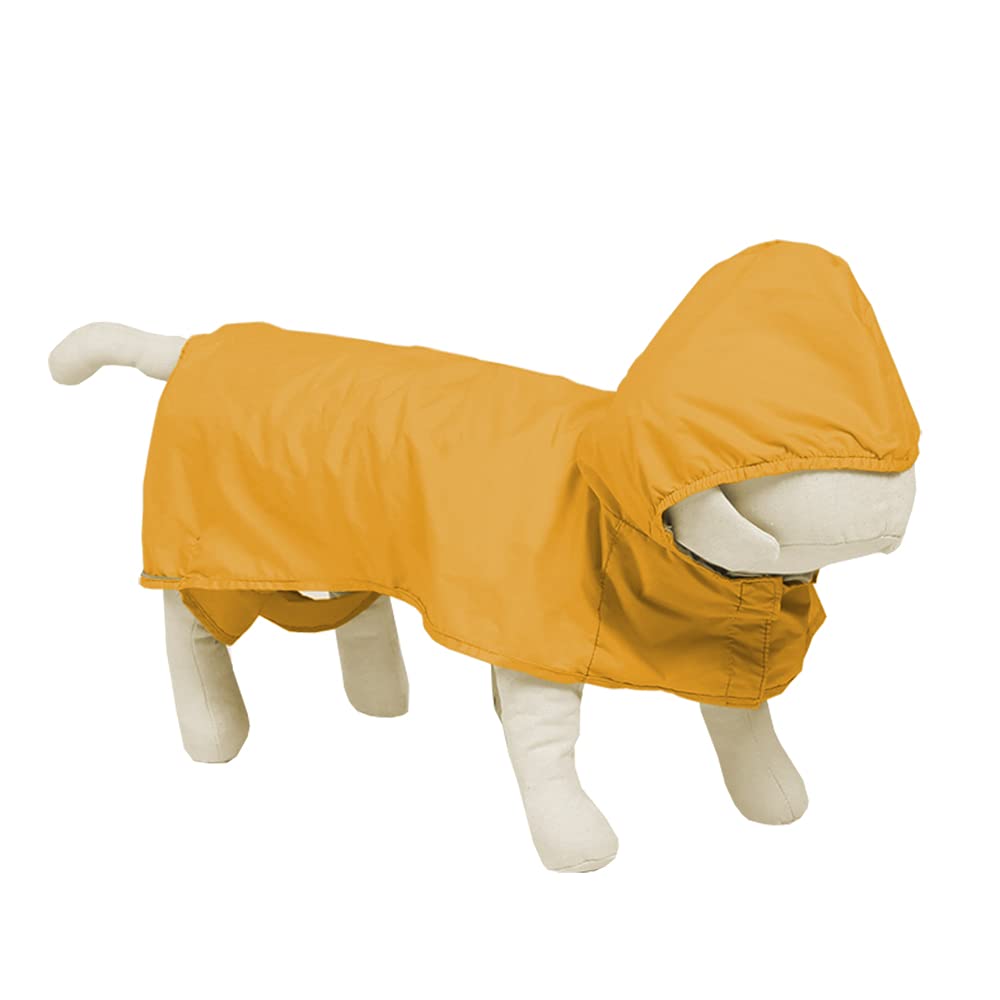 Waterproof Dog Raincoat with Hood for Dachshunds & Medium Dogs - Lightweight Ripstop Fabric, 3M Reflective Strips, Harness Hole & Storage Pouch - Perfect for Rainy Walks & Outdoor Adventures (Medium Size, Mango Yellow)
