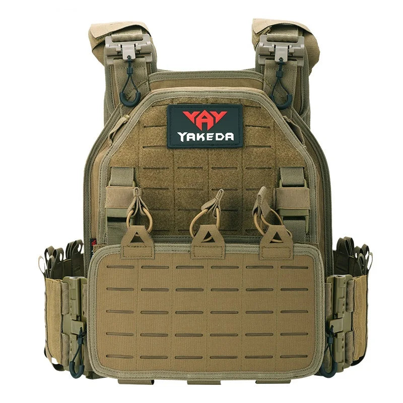 MC Camo Tactical Combat Vest - Adjustable Plate Carrier for Military, Hunting & Airsoft | Lightweight Body Armor for Outdoor Adventures & Survival Gear