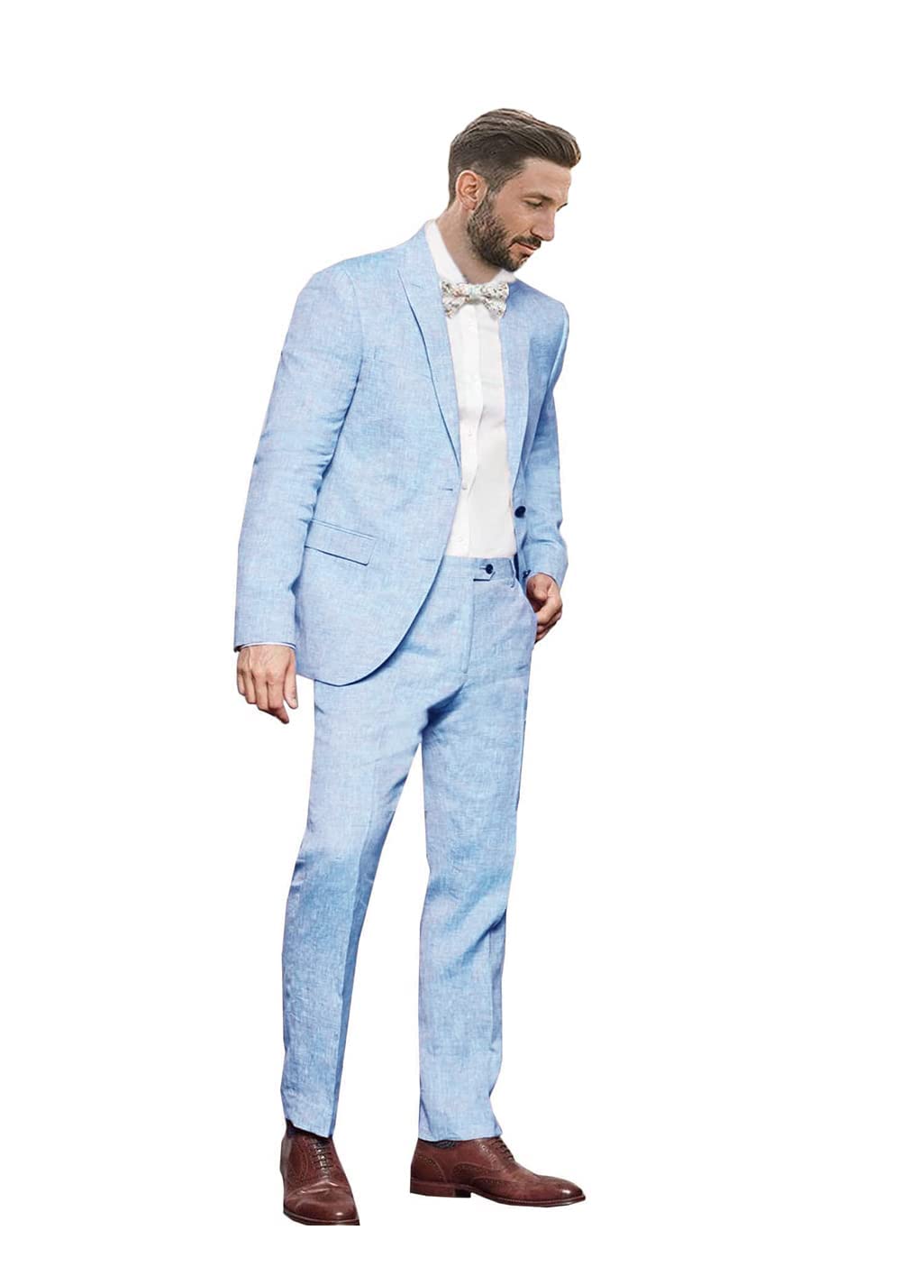 Men's Linen Suit Set - 2 Piece Slim Fit Blazer & Pants for Business, Beach Wedding, Party & Prom | Breathable Summer Groomsmen Attire | Perfect for Outdoor Events & Formal Occasions