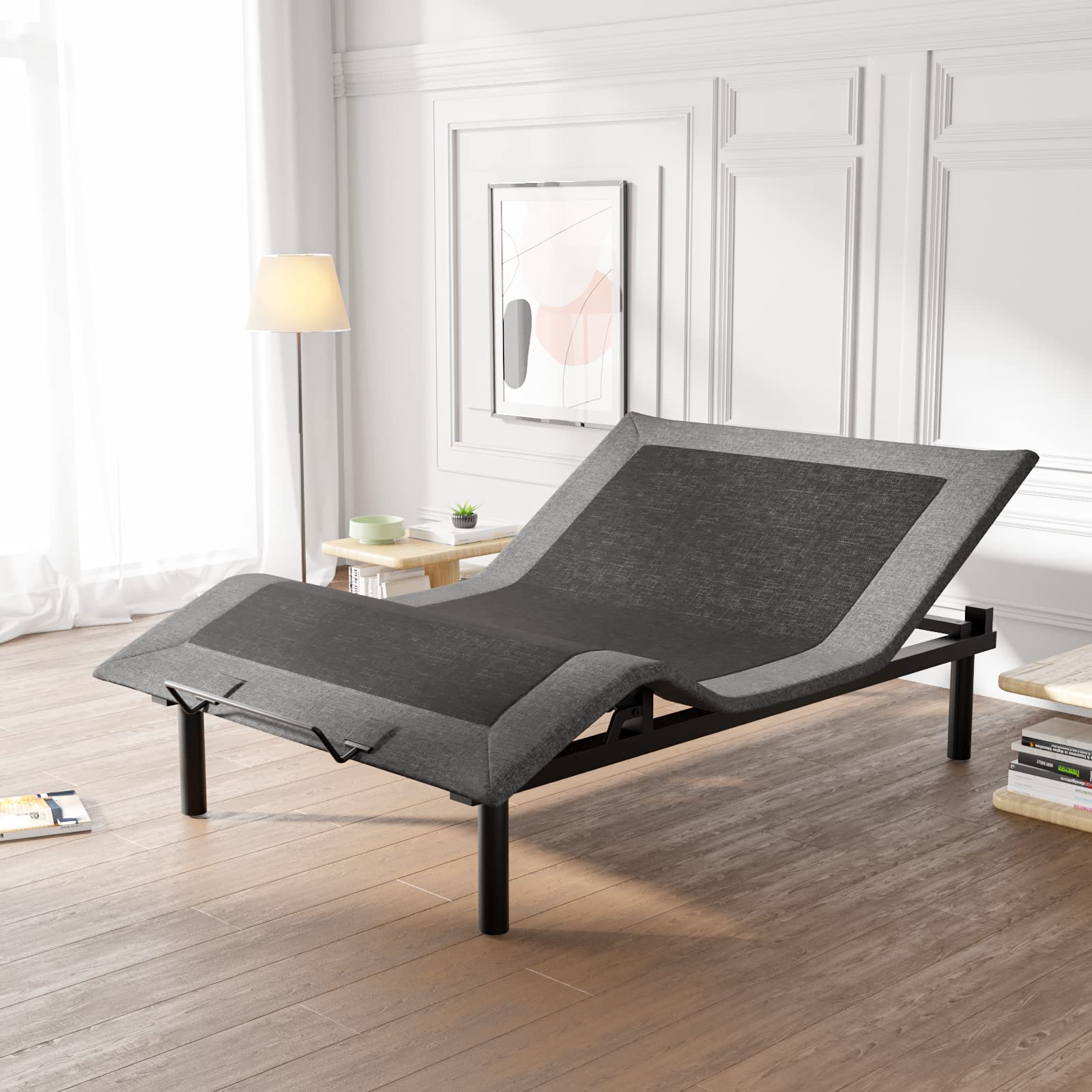 Motorized Adjustable Bed Base Queen Size - Wireless Remote, Heavy-Duty 2.0 Motors, Head & Foot Incline - Perfect for Home, Hospital, or Elderly Care (Bed Frame Not Included)