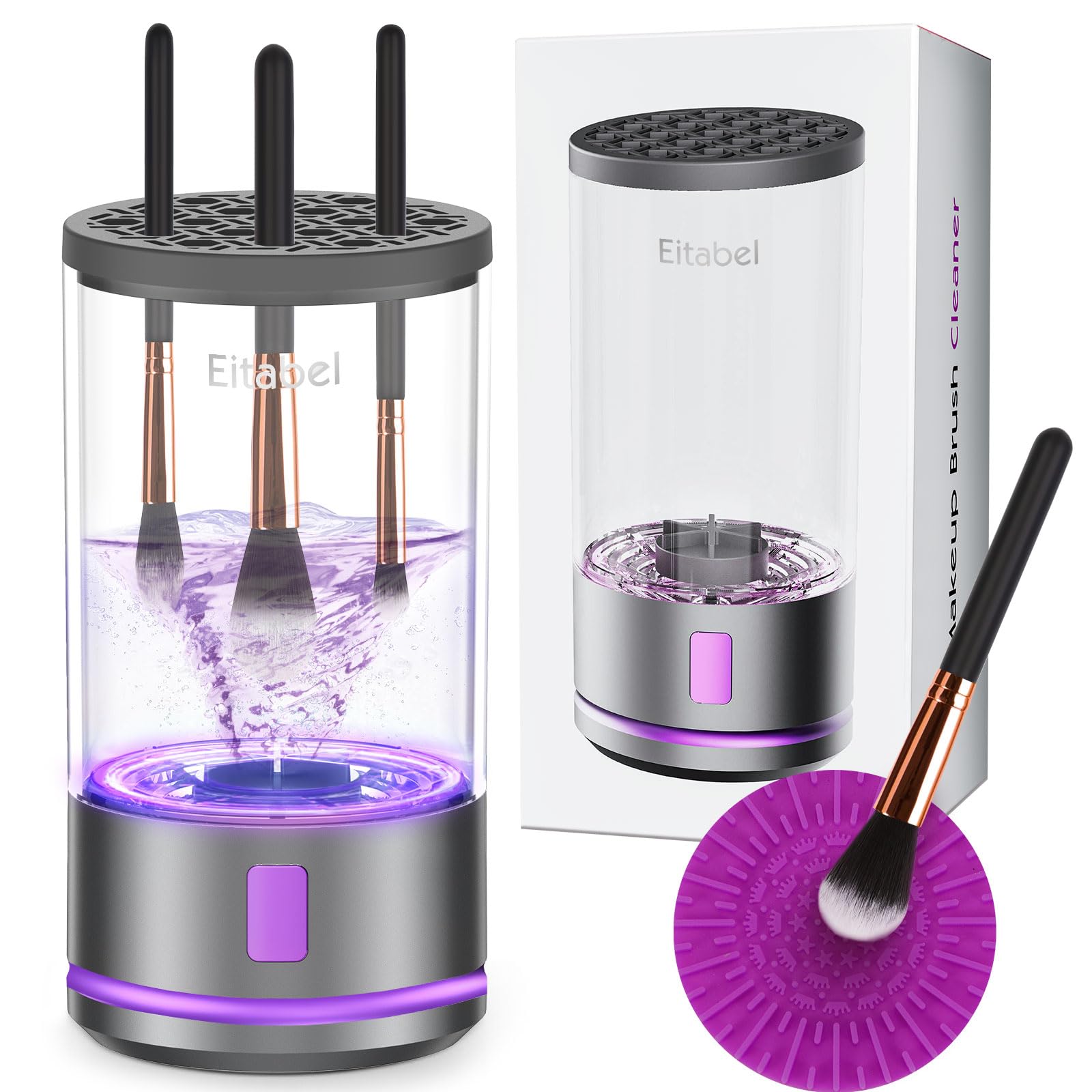 2 in 1 Electric Makeup Brush Cleaner Machine - Automatic Spinning Brush & Sponge Washer for All Sizes | Perfect for Home Salon, Professional Makeup Artists & Beauty Enthusiasts