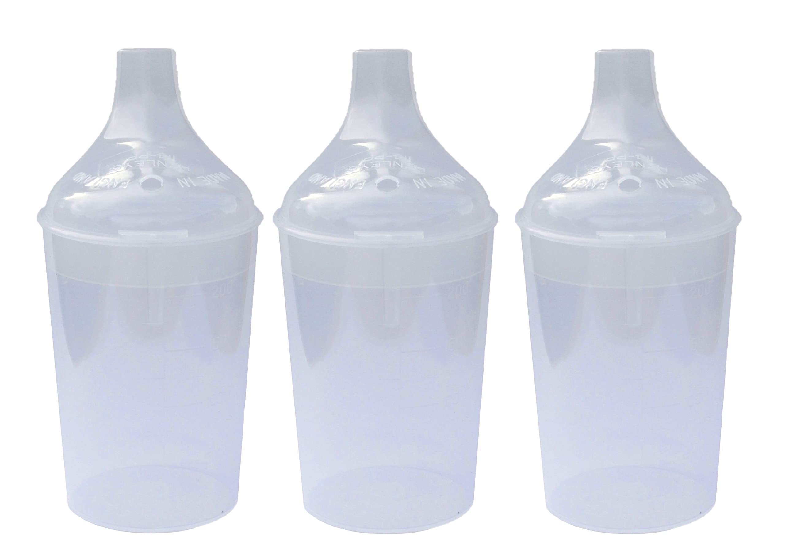 Lizzyoftheflowers 3 Pack Clear Wide Spout Feeding Beakers with Graduated Measurements & Flow Control Lid - BPA-Free, Autoclavable, Microwave Safe, Spill-Proof Baby Bottles for Infants, Toddlers, and Special Needs - Perfect for Milk, Juice, Water, and Puree Feeding at Home or On-the-Go