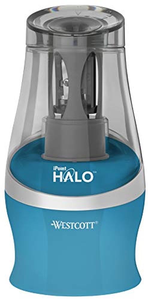 Westcott iPoint Halo Battery-Operated Pencil Sharpener - Electric Pencil Sharpener for School, Office & Home Use - Turquoise Color - Perfect for Artists, Students & Teachers