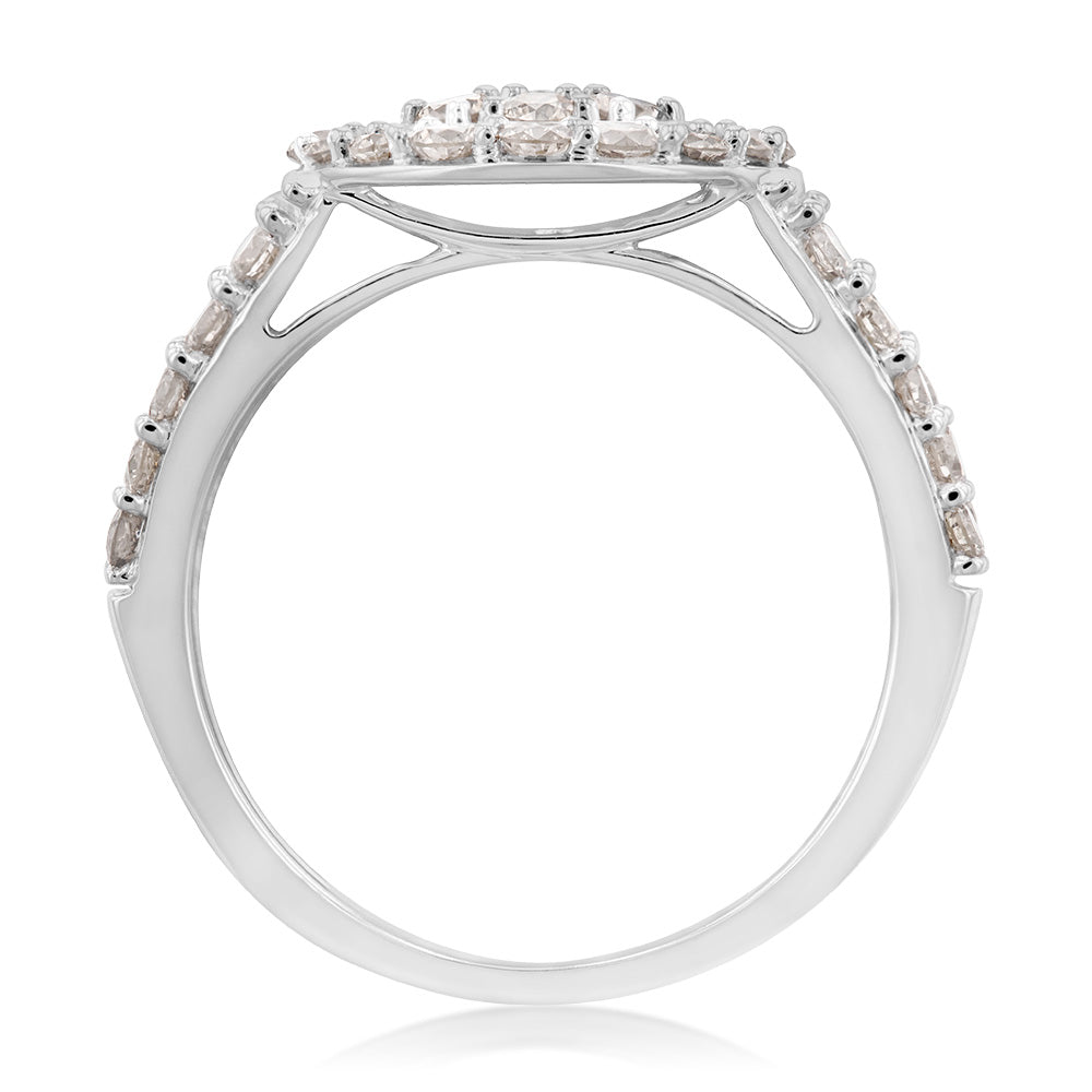 9ct White Gold 1 Carat Round Diamond Cluster Ring - Elegant Jewelry for Engagement, Wedding & Anniversary Gifts