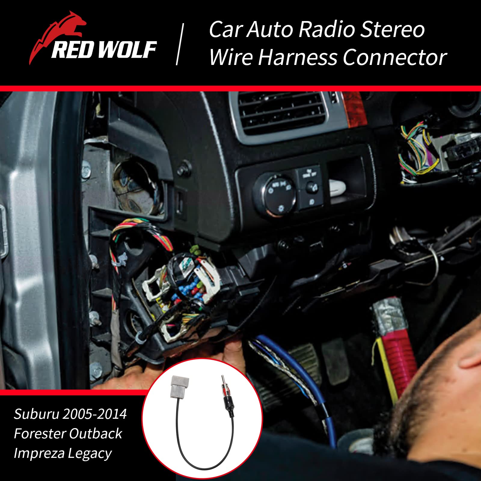 RED WOLF Car Subaru Radio Stereo Antenna Adapter Connector Plug Replacement for Subaru 2005-2014 Forester Outback Impreza Legacy - Universal Fit, Easy Installation for Enhanced FM/AM Radio Reception