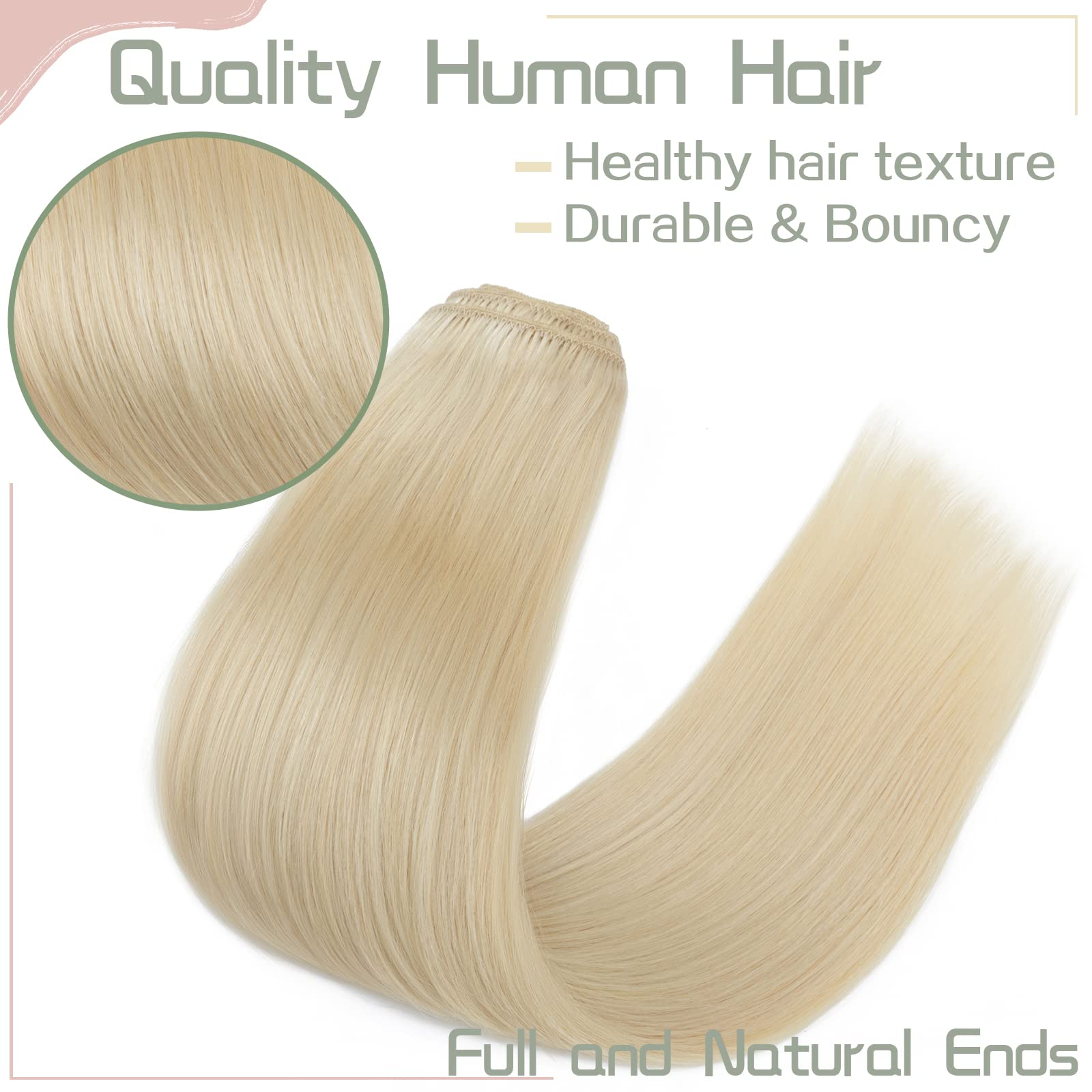 100% Real Human Hair Extensions - S-noilite Clip-in Double Weft Blonde Hair (Platinum #60) - 8 Pieces 18 Clips, 10 Inch 110g, Straight & Silky for Volume & Length - Perfect for Parties, Weddings & Daily Styling