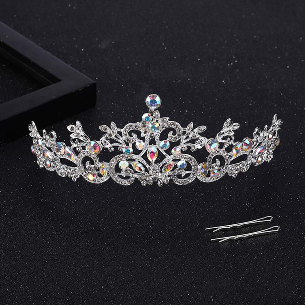 Silver Rhinestone Prom Crown for Girls - Elegant Metal Bridal Tiara & Kids Shiny Headpiece - Perfect for Weddings, Photo Shoots, Pageants & Dress-Up Play