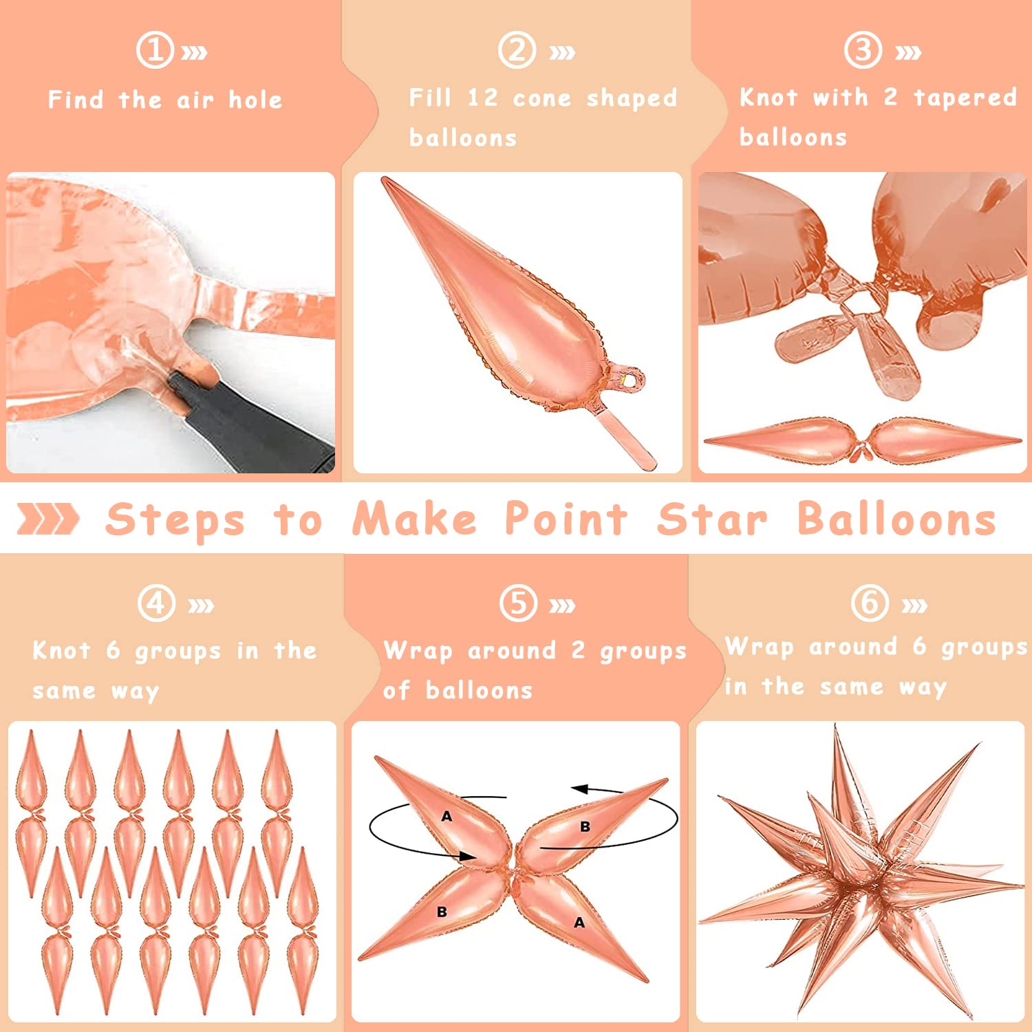 50Pcs Rose Gold Metallic Star Balloons - Foil Starburst Balloons for Birthday, Graduation, Christmas Decorations & Party Events - Perfect for Photo Backdrops, Ceiling Decor, and Festive Celebrations