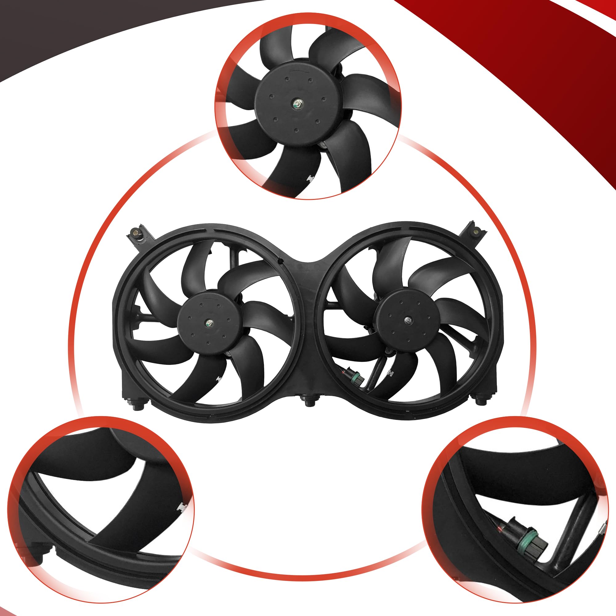 PartsFlow Radiator & Condenser Cooling Fan Replacement for 2014-2019 Infiniti QX60, 2013 Infiniti JX35, 2013-2018 Nissan Pathfinder (Part# 621-586) - OEM Fit, High Performance Cooling Solution for Hot Weather & Heavy Traffic Conditions