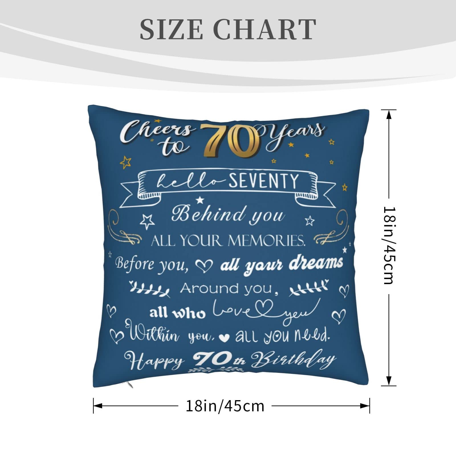 70th Birthday Decorations 1955 - Blue Throw Pillow Covers 18x18 inches - Perfect for Women & Men's 70 Year Old Birthday Party Gifts - Great for Home Decor, Living Room Accents & Milestone Celebrations