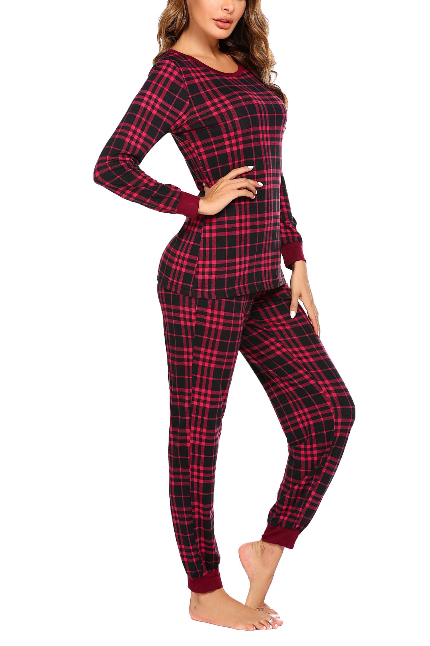 Ekouaer Women's Soft Long Sleeve Pajama Set with Pockets - Cozy Lounge PJS Outfit with Jogger Pants for Sleepwear, Loungewear & Home Comfort