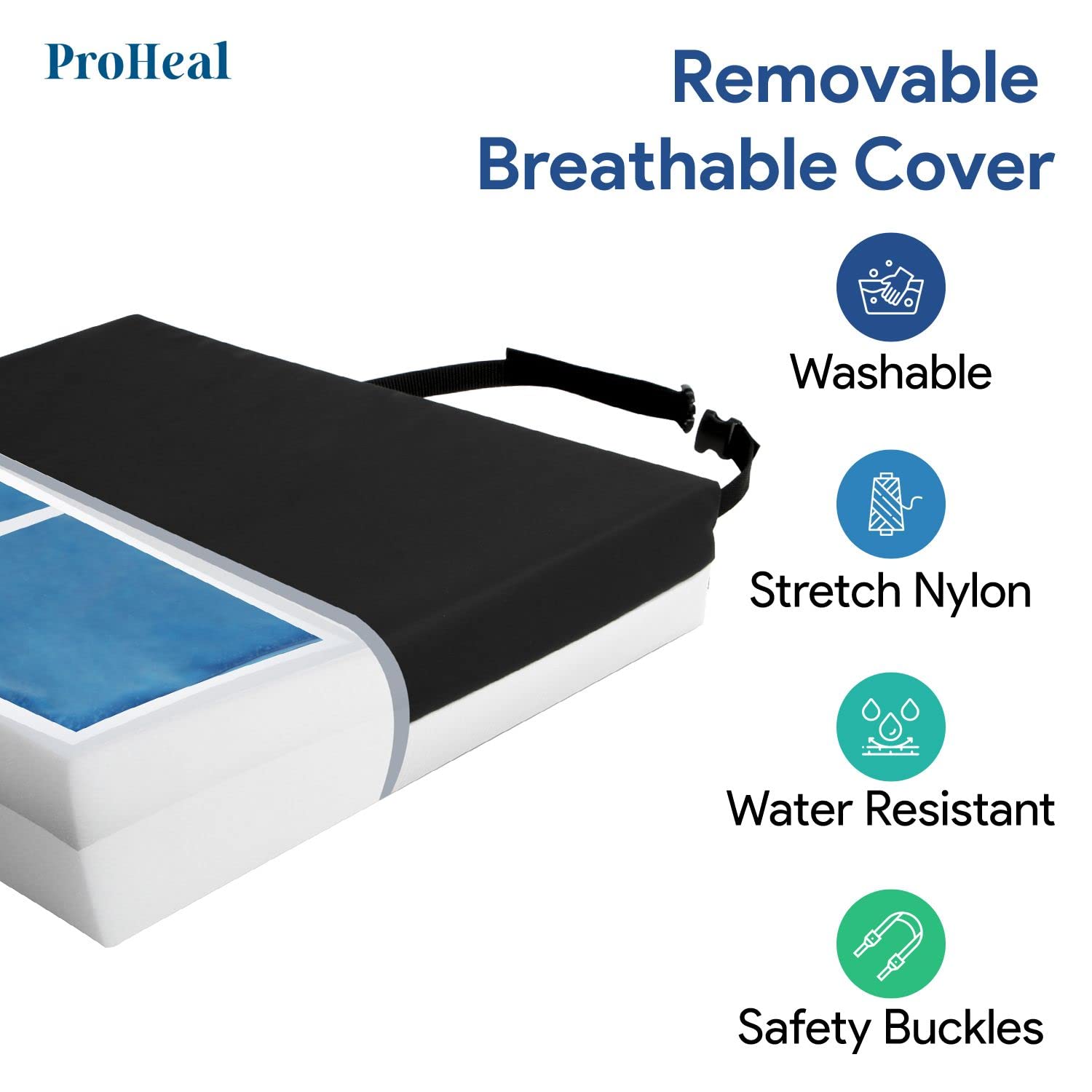 **Gel Infused Foam Wheelchair Seat Cushion – Orthopedic Coccyx & Tailbone Support – High Resilience for Stability & Pressure Relief – 30