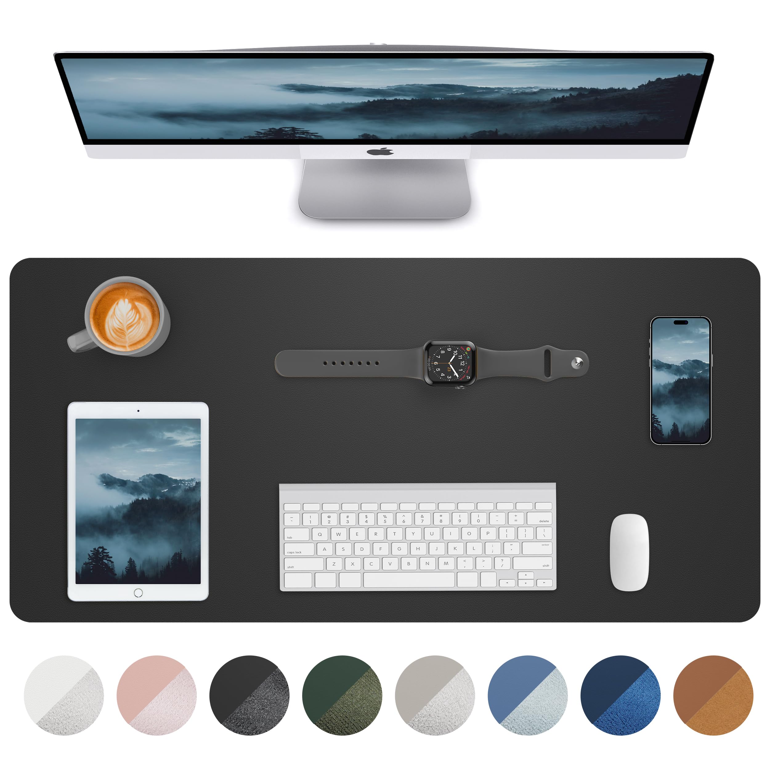 Premium PU Leather Desk Pad Blotter - Non-Slip Large Office Desk Mat (35