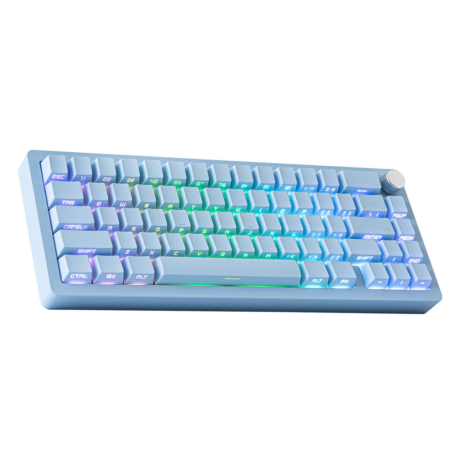 EPOMAKER Tide65 QMK/VIA Wireless Mechanical Gaming Keyboard - 65% Compact Aluminum Body, Programmable Creamy Keys, Bluetooth/2.4Ghz/USB-C Connectivity, FR4 Plate for Windows & Mac (Blue, Lemon Switch) - Perfect for Esports, Office Work & Typing Enthusiasts
