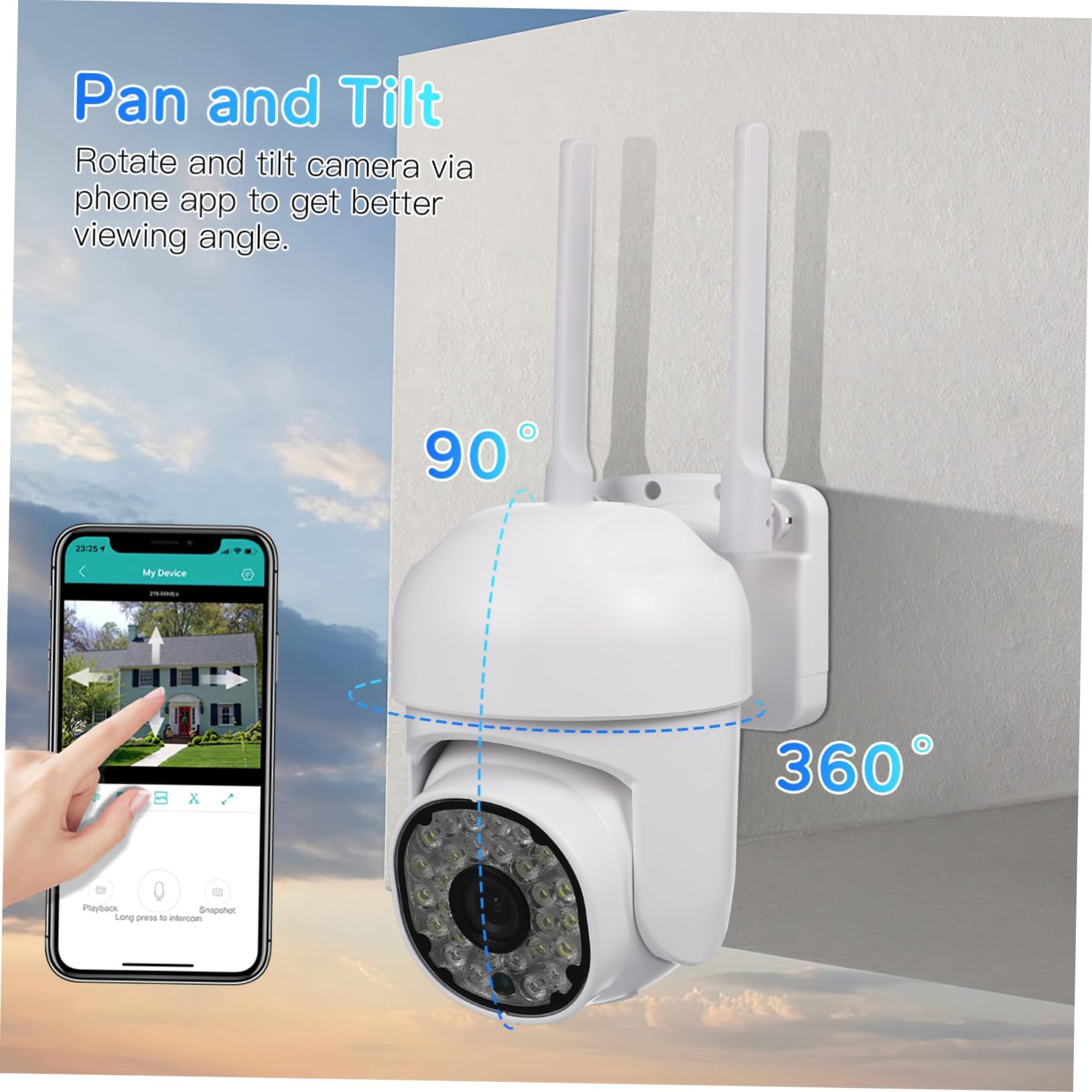 Wireless Security Camera Indoor Outdoor - HOMSFOU 1080P HD WiFi Home Surveillance Camera with Night Vision, 2-Way Audio, Motion Detection for House, Baby Monitor & Pet Camera