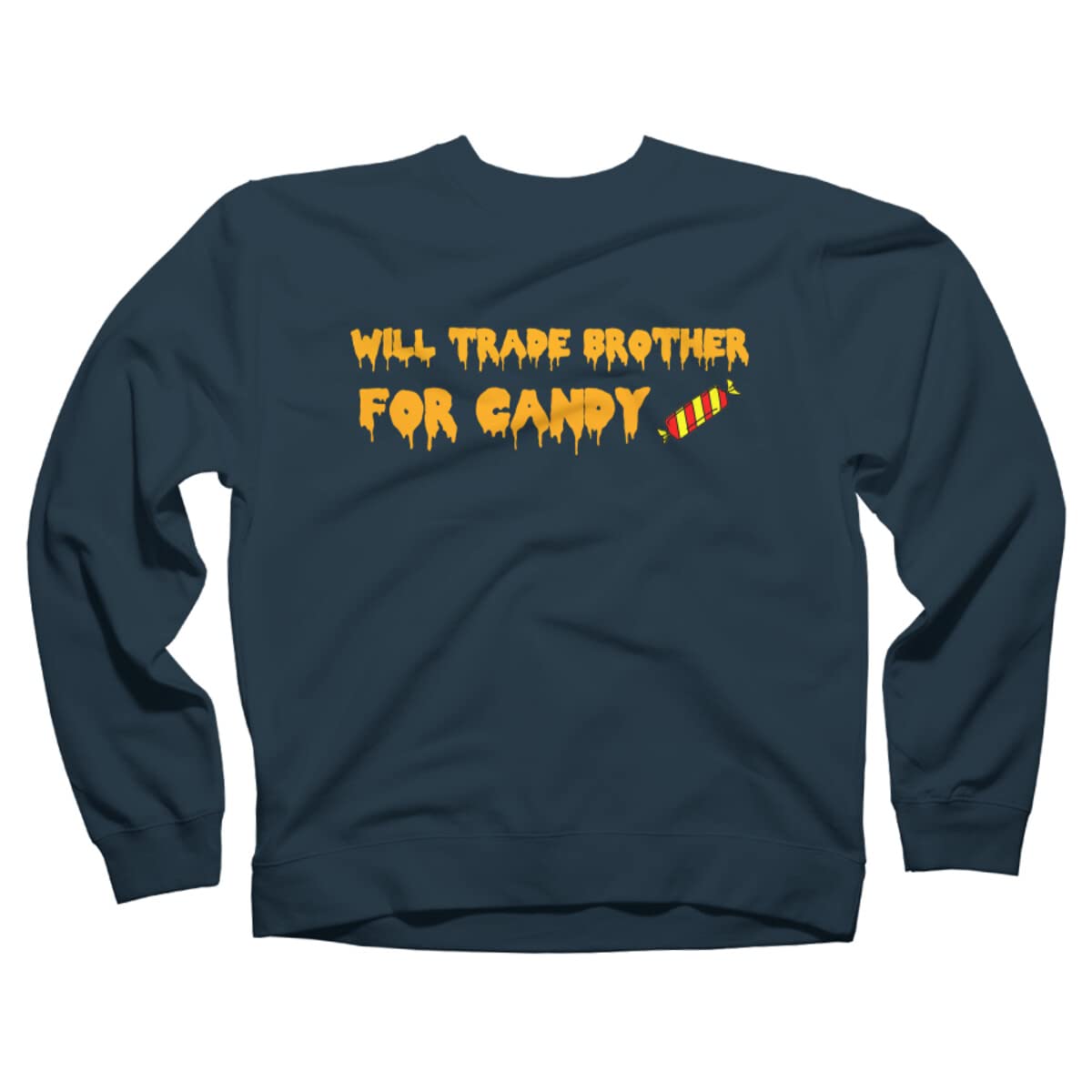Design By Humans Unisex 'Will Trade Brother for Candy' Funny Galvanized Sweatshirt | Trendy Graphic Pullover for Casual Wear & Gifts