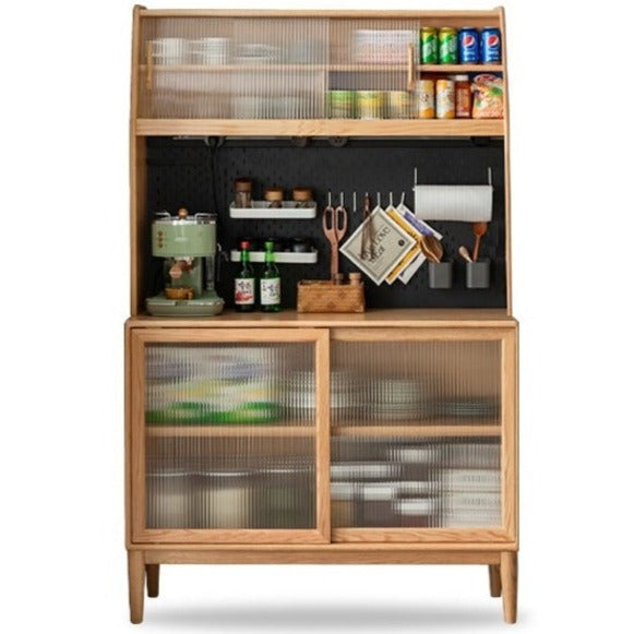 49.2x17.7x75.2 inch / 125x45x191.5 сm / Natural wood color / sideboard + shelf + New Kelan electric rail