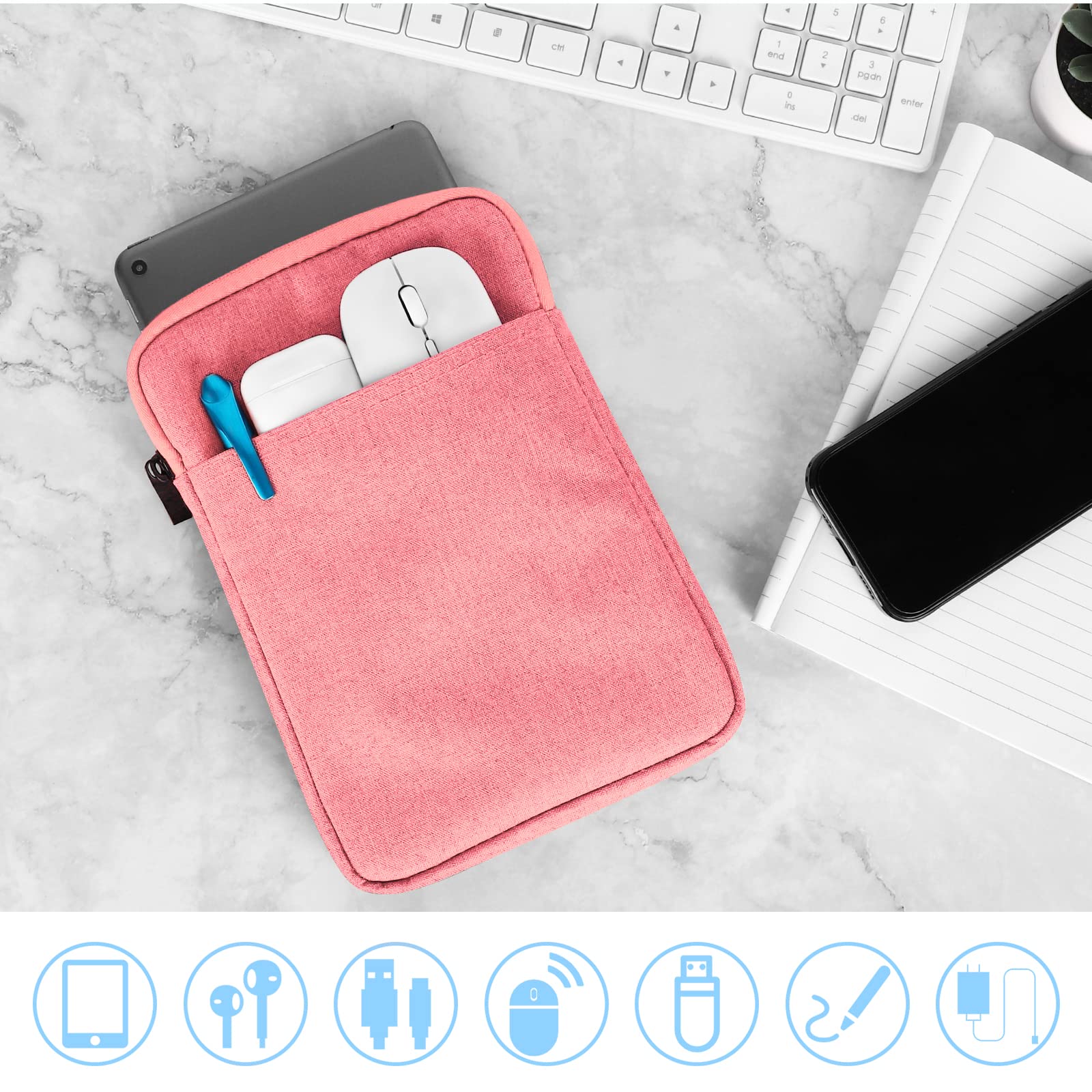 UrbanX 8 Inch Tablet Case for Huawei MediaPad 7 Youth2 - Lightweight Protective Sleeve with Dual Pockets | Perfect for Travel, School & Office Use
