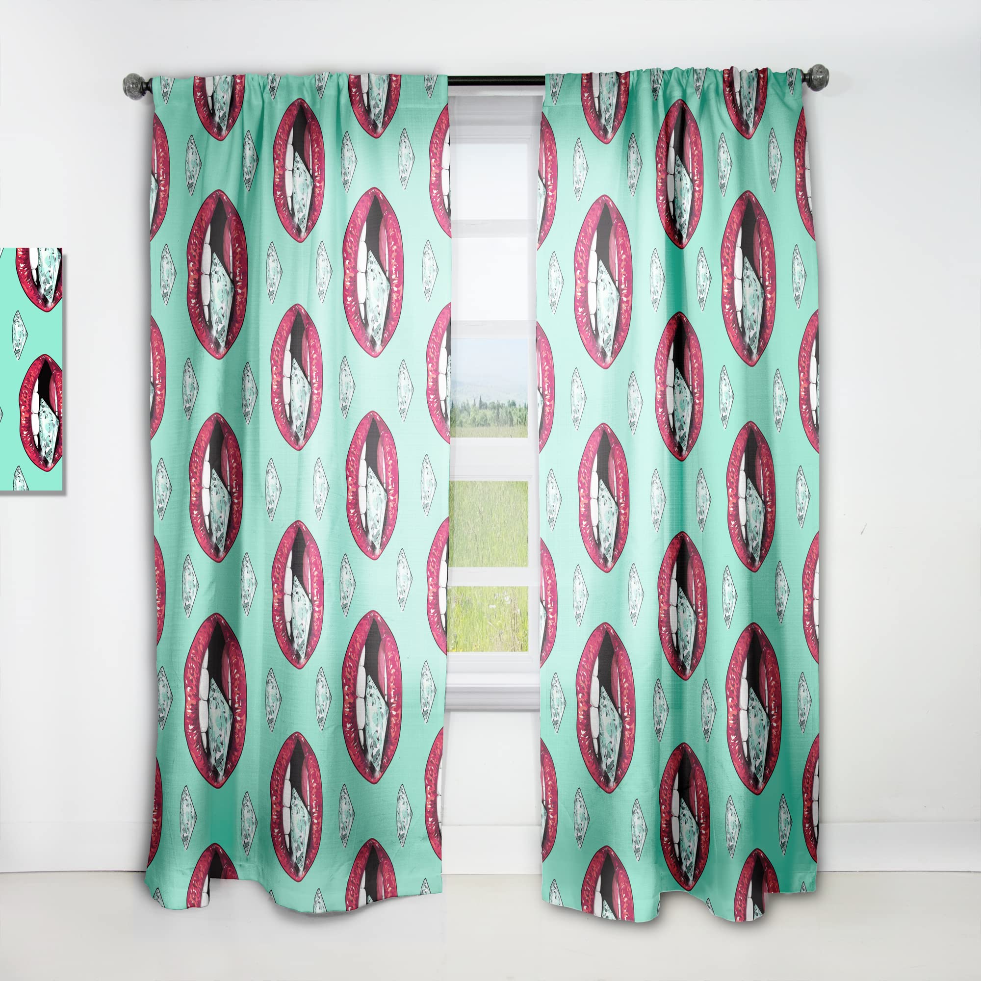 Bright Lips Holding A Sparkling Brilliant Thermal Insulated Curtains - Single Panel 52x108 - Elegant Window Drapes for Bedroom & Living Room - Perfect for Home Decor & Light Control