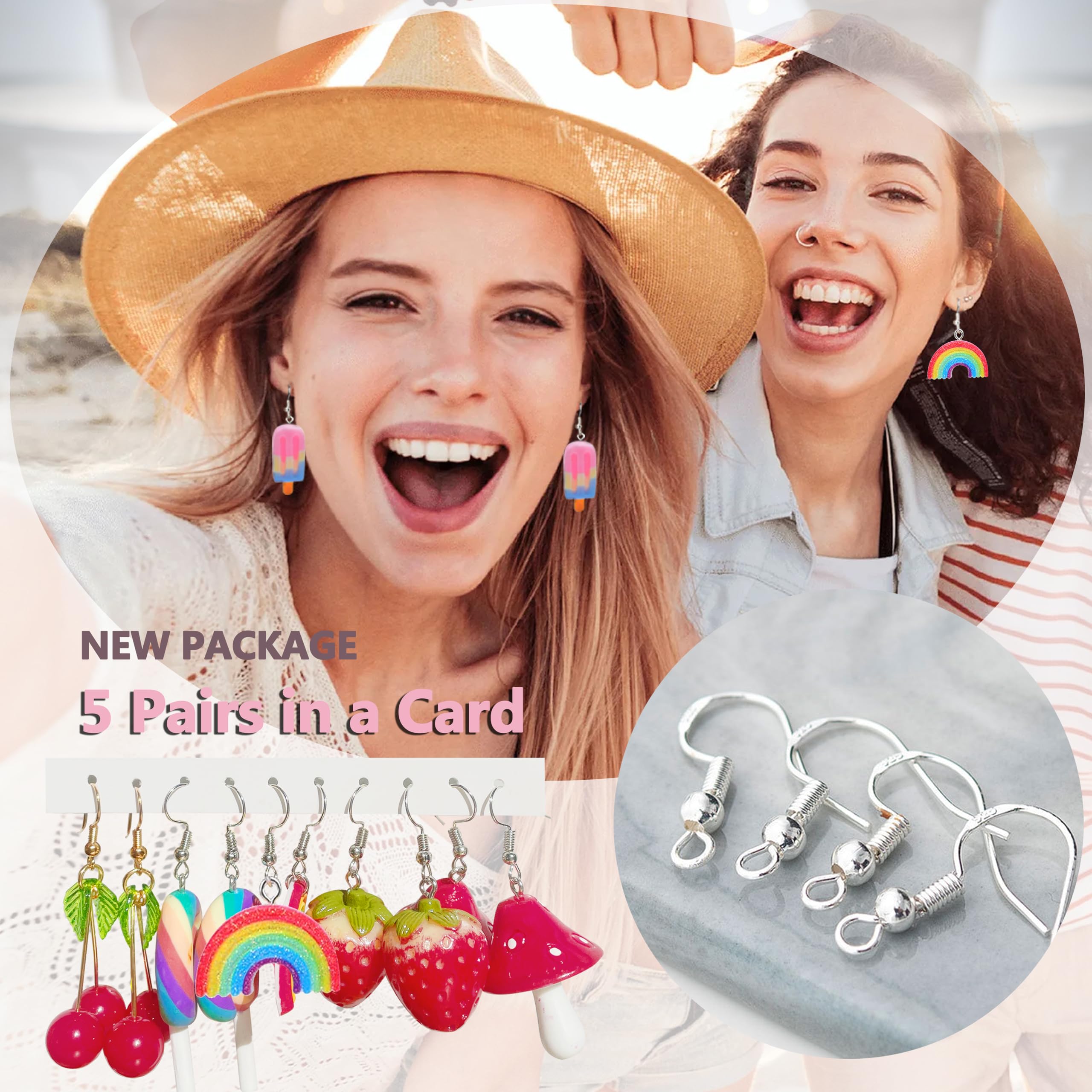 30-40 Pairs Funny Cute Earrings for Women - Gummy Bear, Duck, Mushroom, Fruit & Flower Dangle Drop Earrings - Bulk Whimsical Aesthetic Jewelry for Parties, Gifts & Everyday Wear