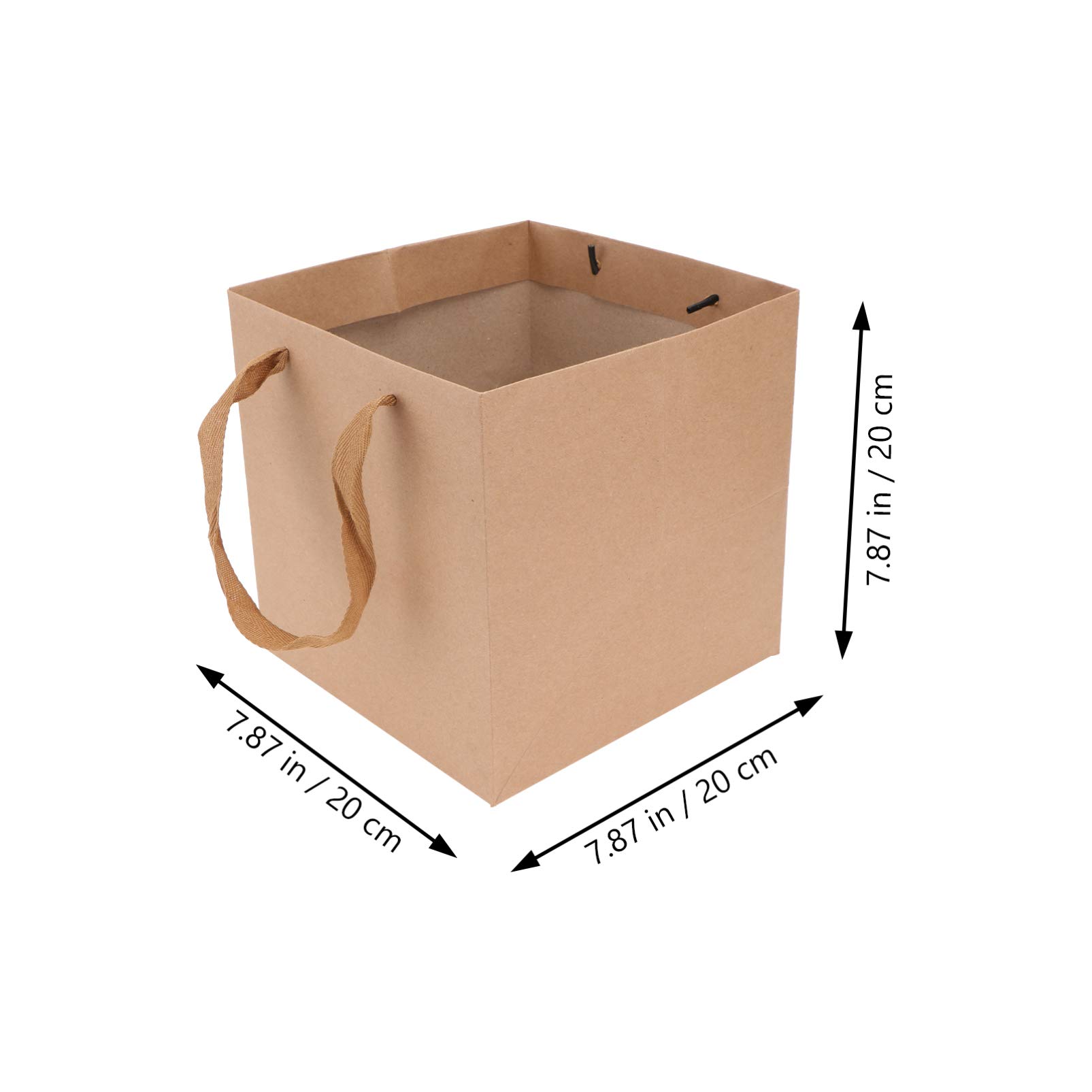 DOITOOL 10pcs Kraft Paper Gift Bags with Ribbon Handles - 20x20x20cm Square Paintable Shopping Bags for Jewelry, Flowers & Retail Gifts | Eco-Friendly Light Brown Tote Bags for Wedding Favors, Birthday Presents & Party Giveaways