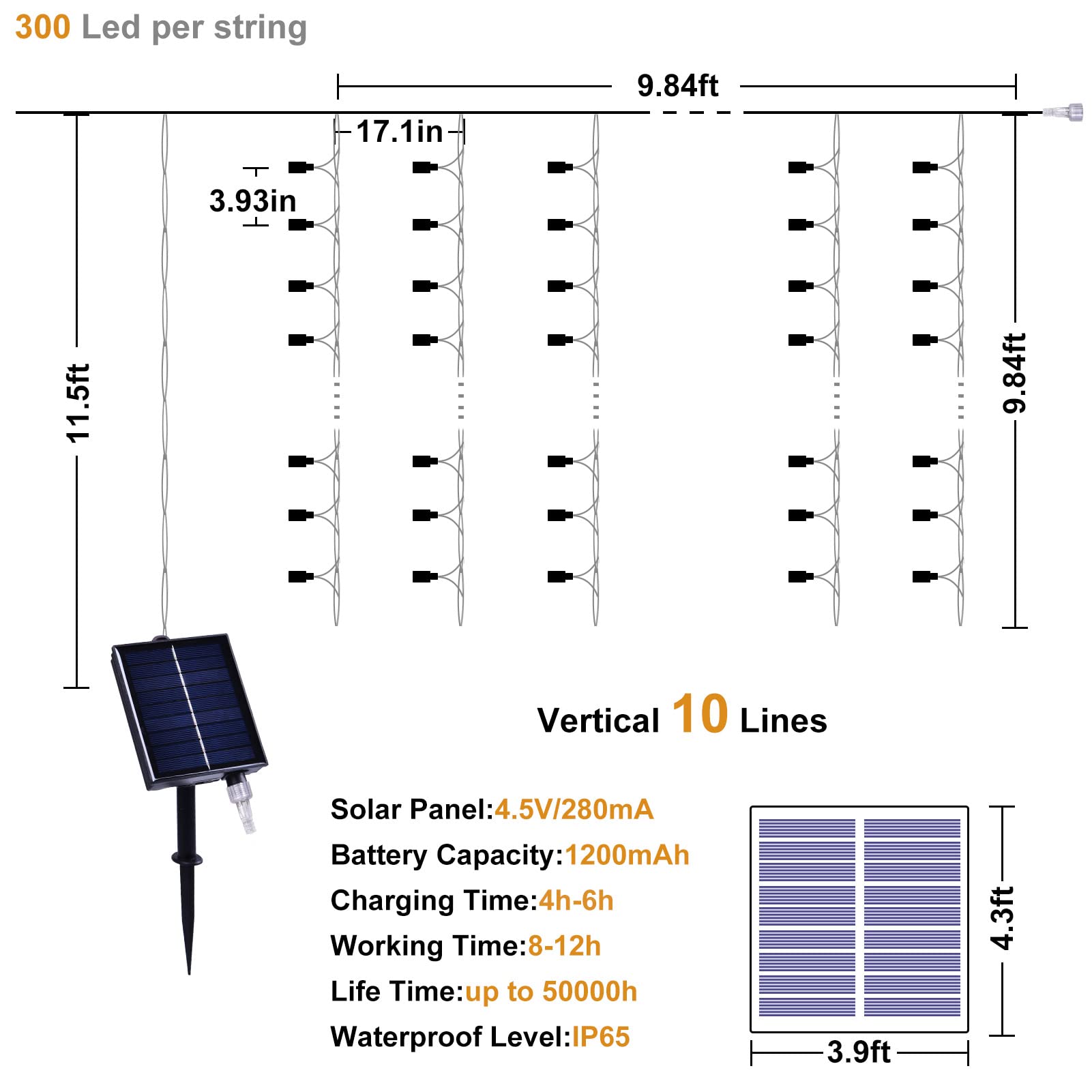 300LED Solar Fairy Lights - Waterproof Outdoor/Indoor String Lights with 8 Modes for Garden, Patio & Christmas Decor
