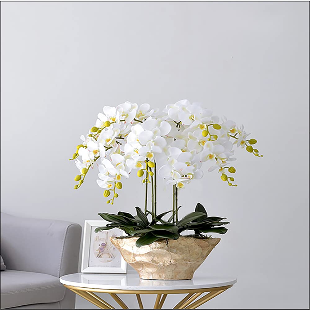Premium Artificial Phalaenopsis Orchid Plants with Realistic Touch - High-End Creative Shell Flower Pots for Home & Office Decor - Perfect for Indoor Greenery, Wedding Centerpieces, and Outdoor Landscaping
